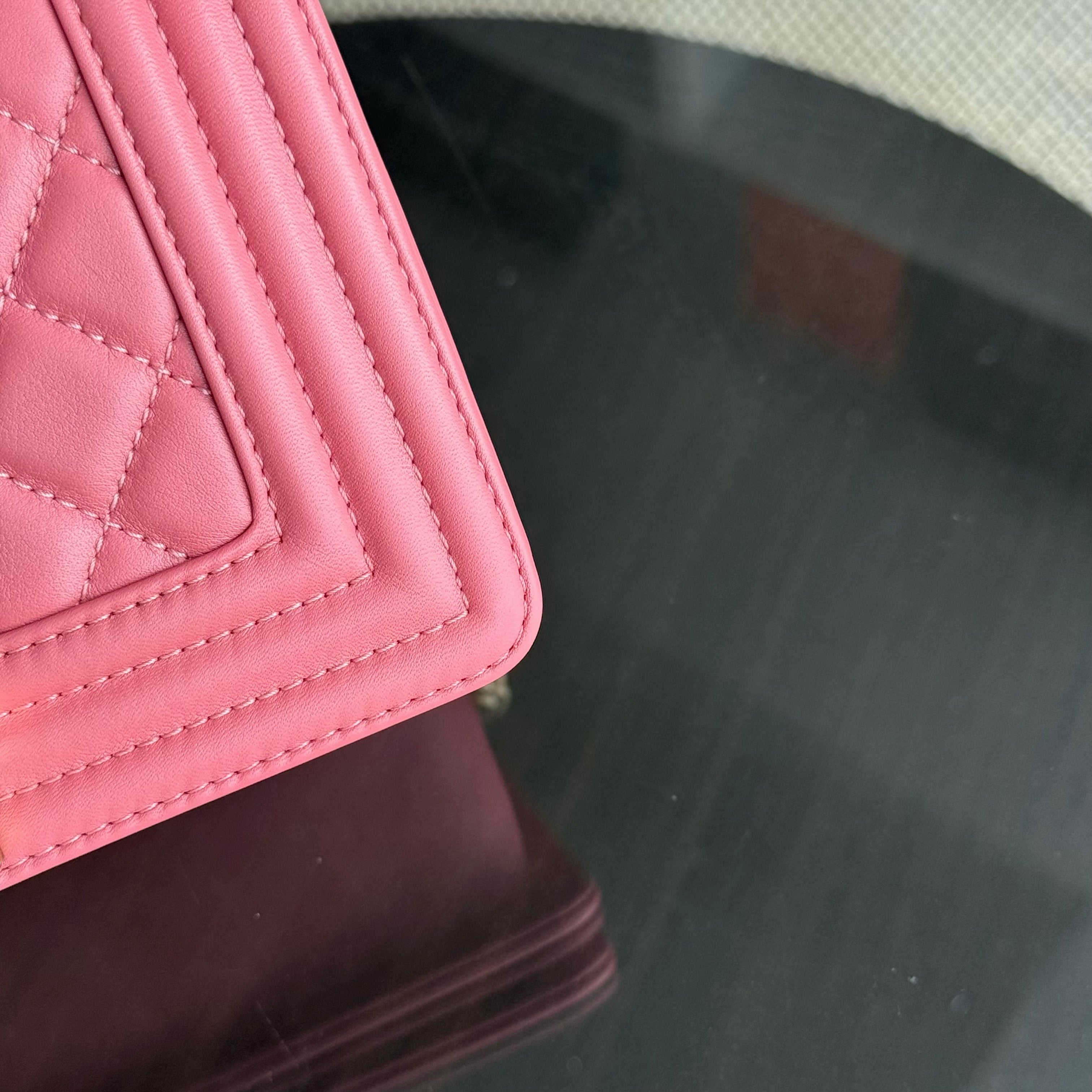 Chanel Boy Small - 20CM Quilted Calfskin Pink Gold Hardware Series 28