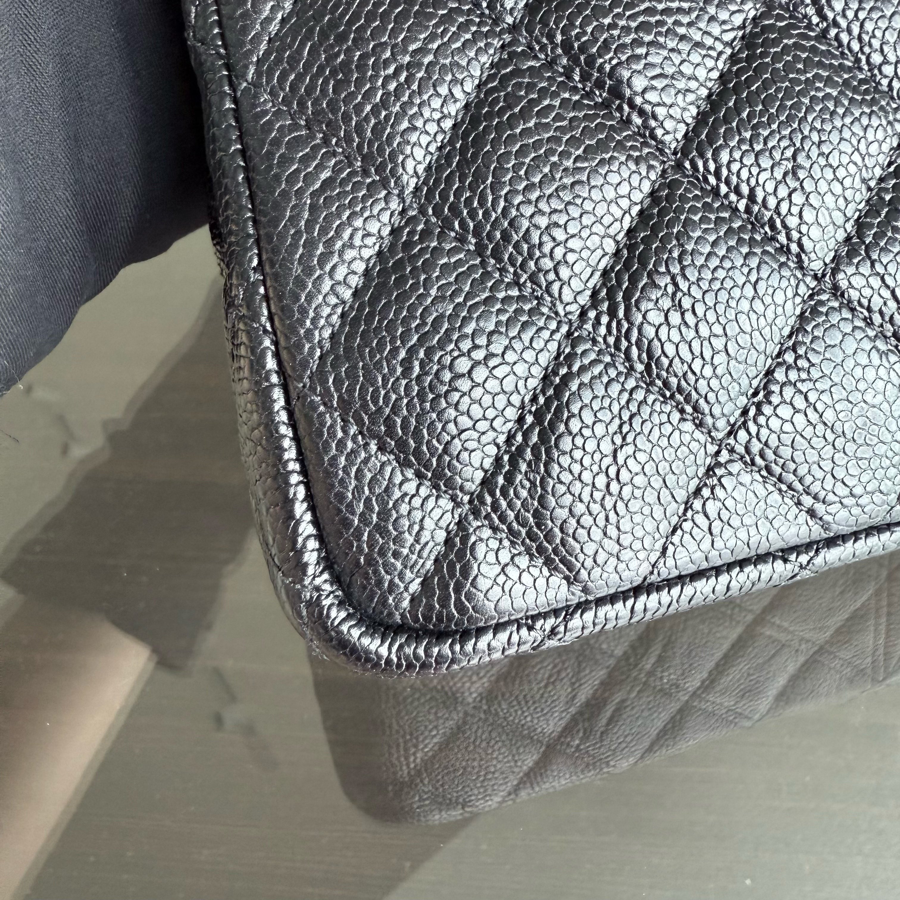 Chanel Seasonal Two-tone Flap Medium - Caviar Quilted Black Gold Hardware Series 22