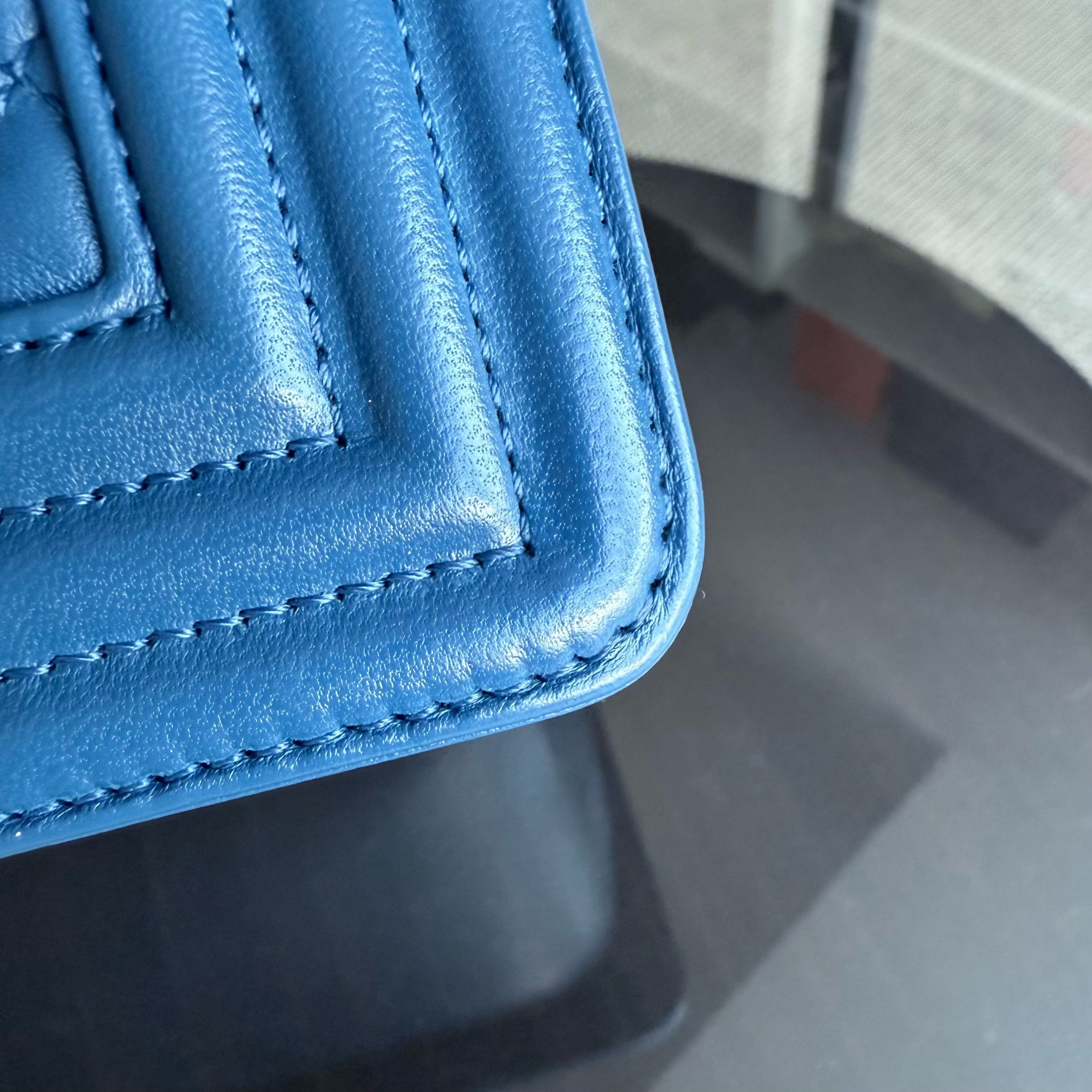 Chanel Boy Old Medium - Quilted Lambskin Blue Gold Hardware Series 23