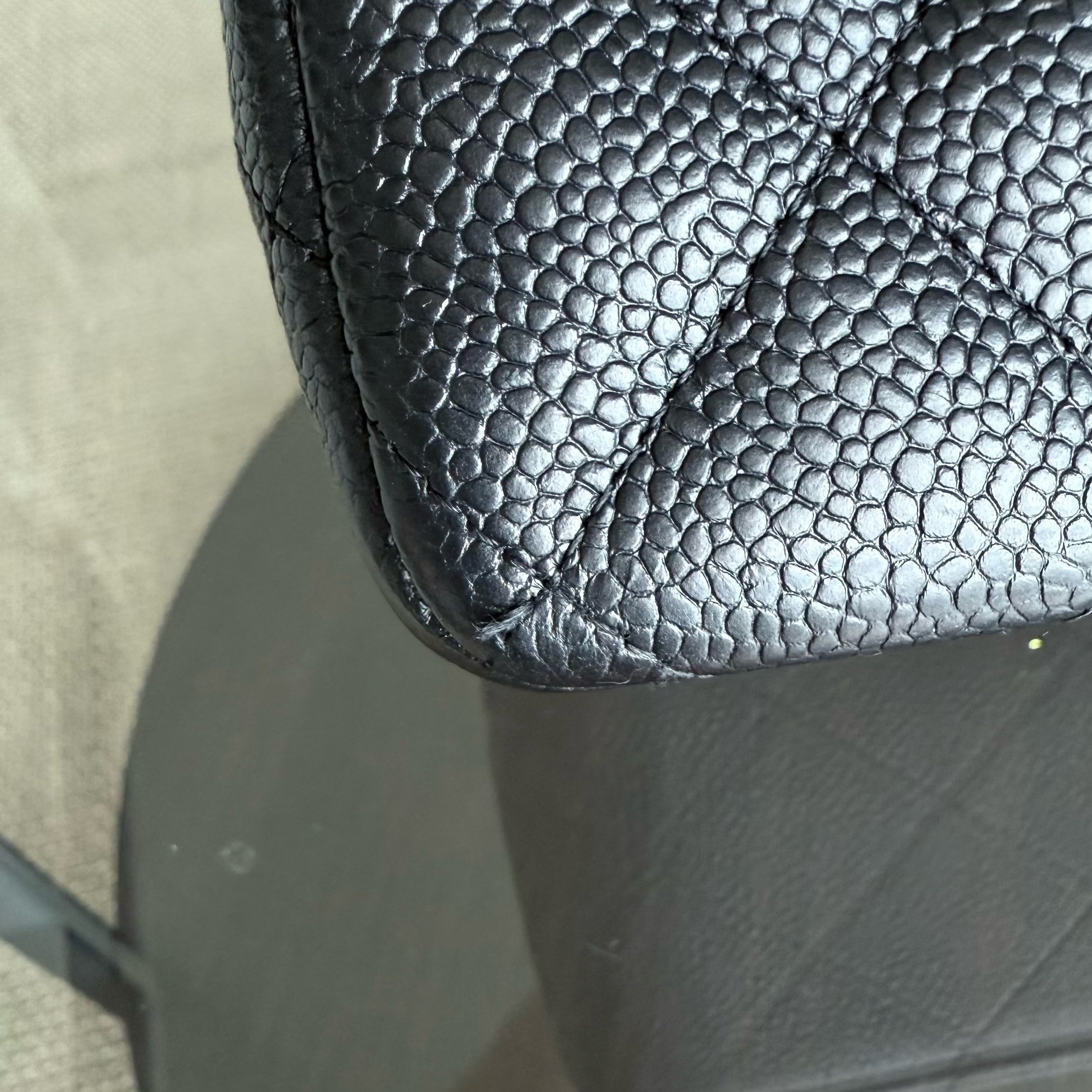 Chanel Classic Flap Jumbo - Caviar 30CM Double Flap Quilted Grained Calfskin Black Gold Hardware