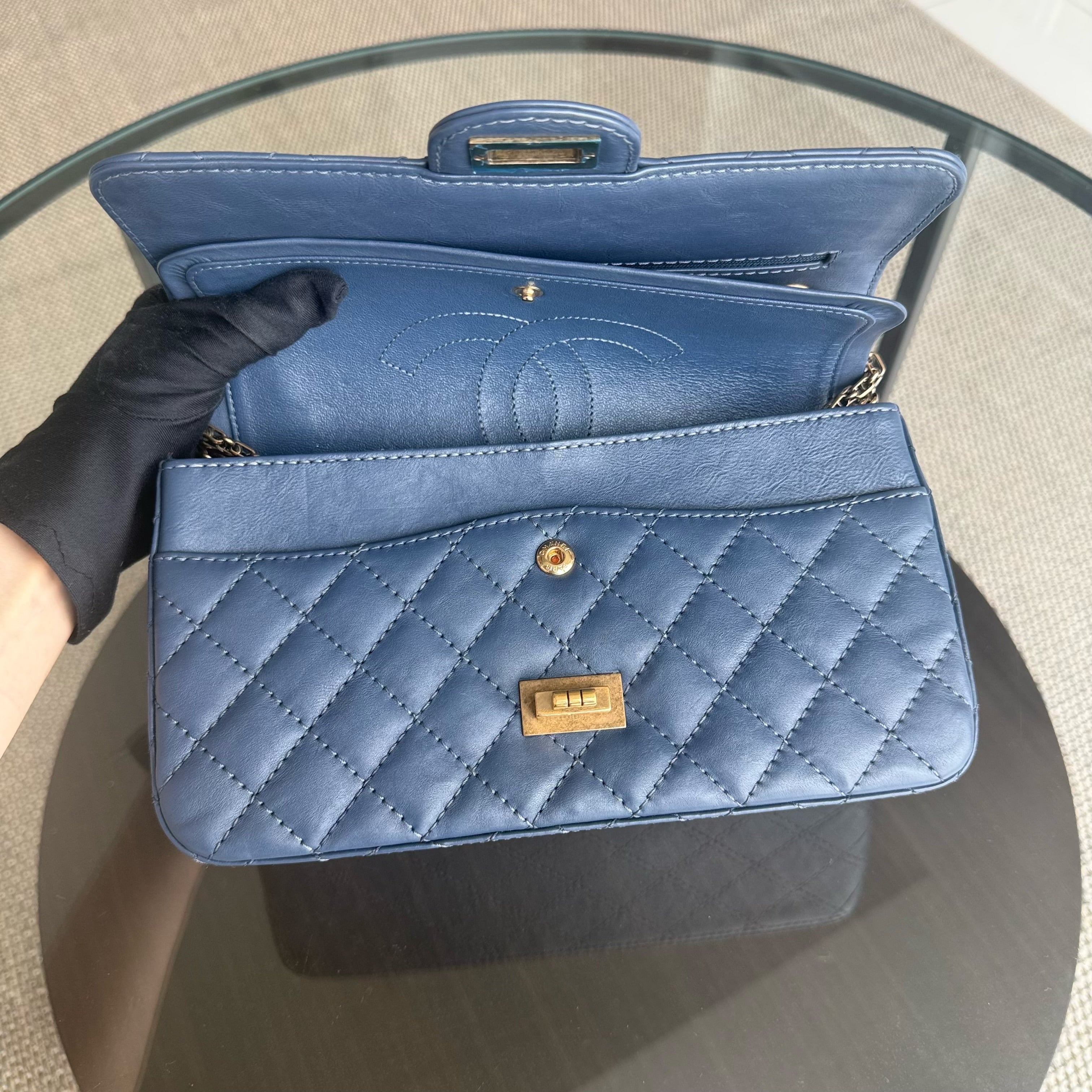 Chanel 2.55 Reissue 225 - 24CM Caviar Quilted Blue Gold Hardware Series 23