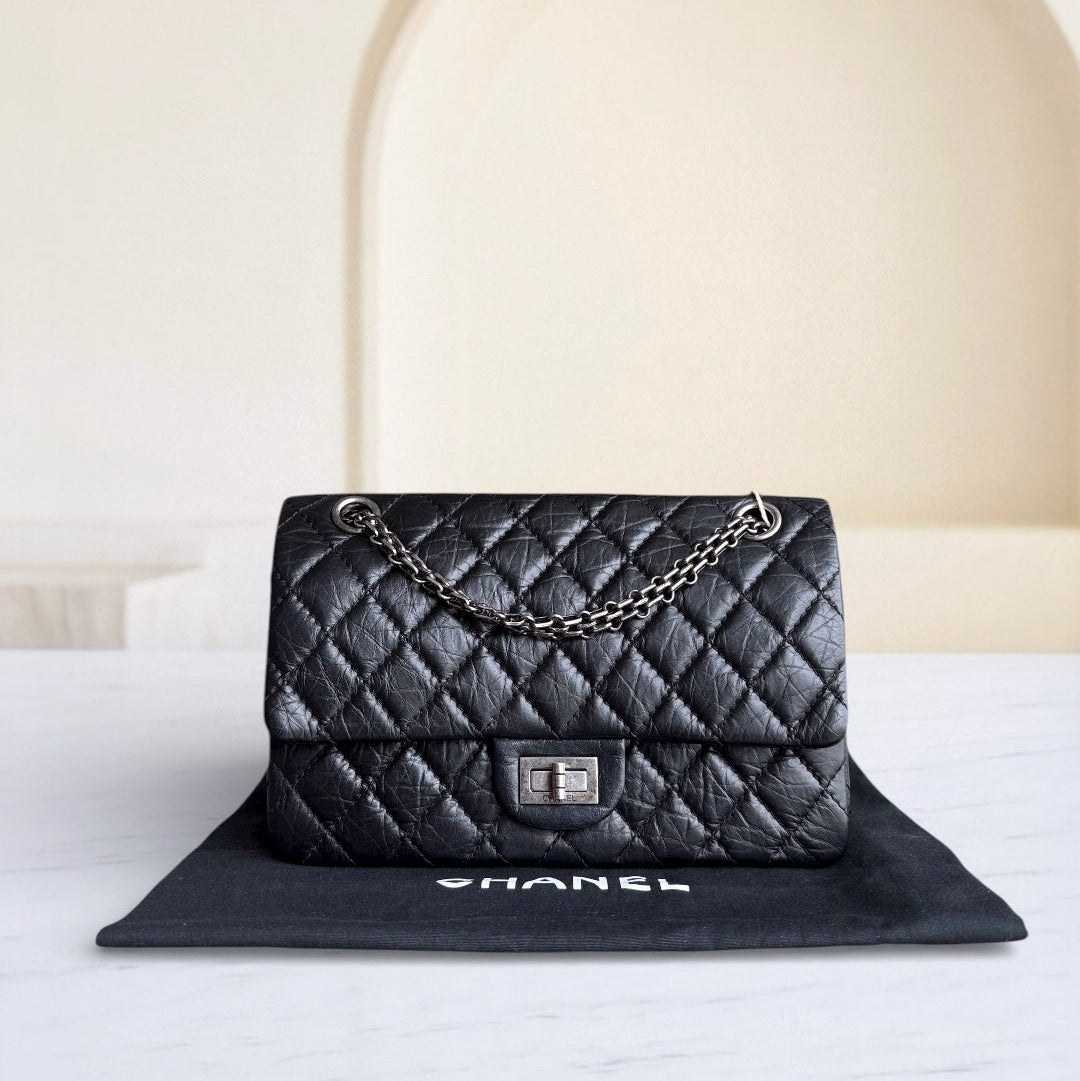 Chanel 2.55 Reissue 225 - Quilted Aged Calfskin Black Ruthenium Silver Hardware Series 18