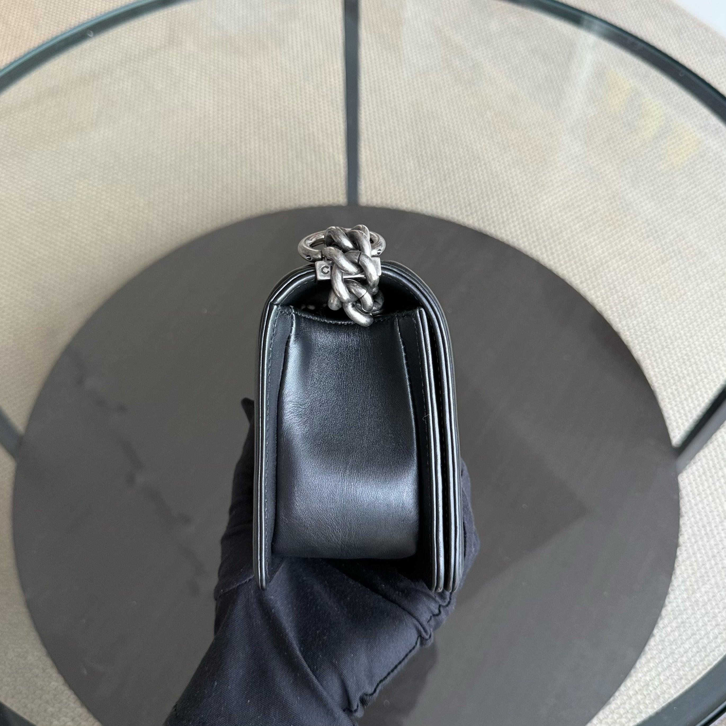 Chanel Boy Small - Small Galuchat Stingray Blue Ruthenium Silver Hardware Series 18