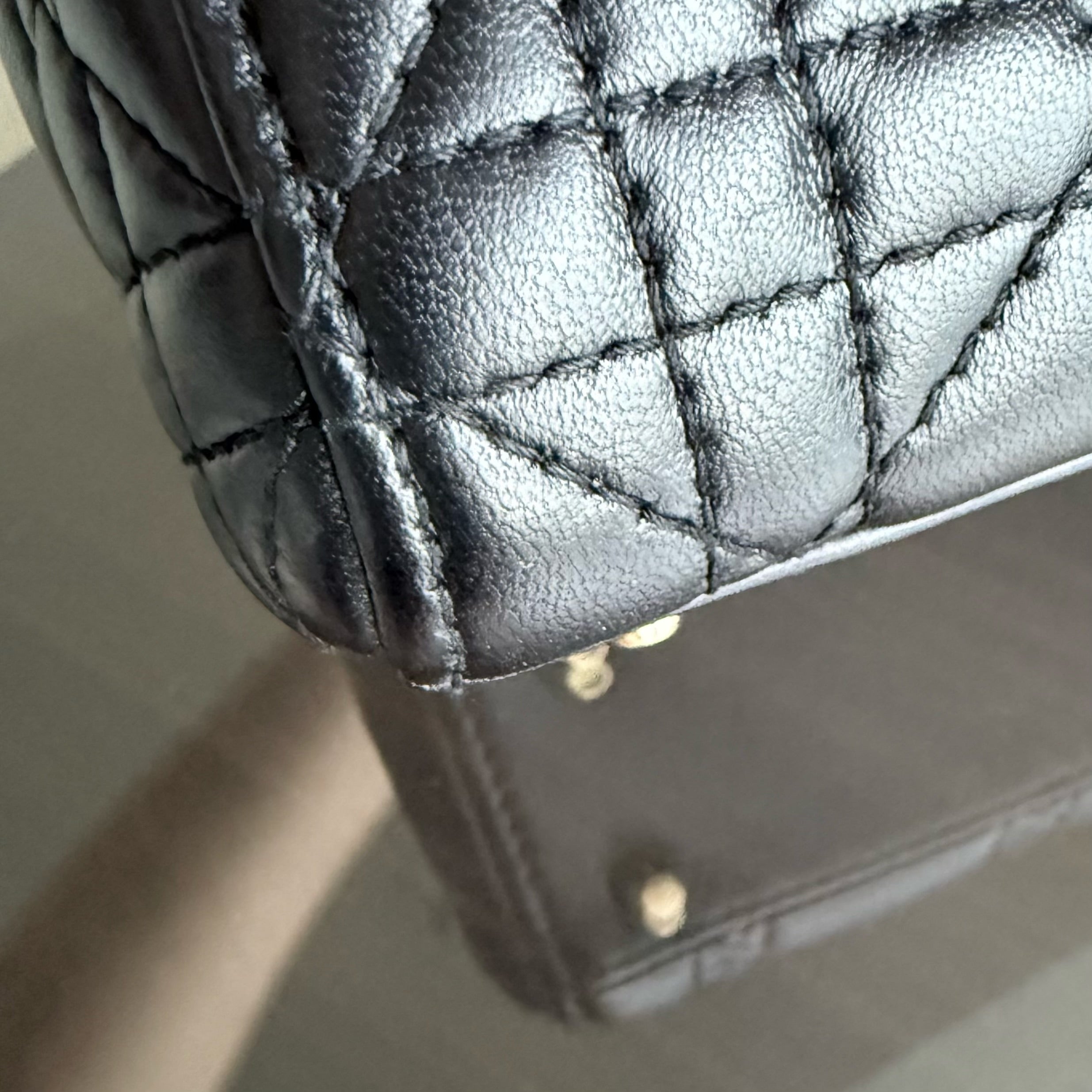 Dior Lady Mini - Cannage Lambskin Black Gold Hardware Chain Strap