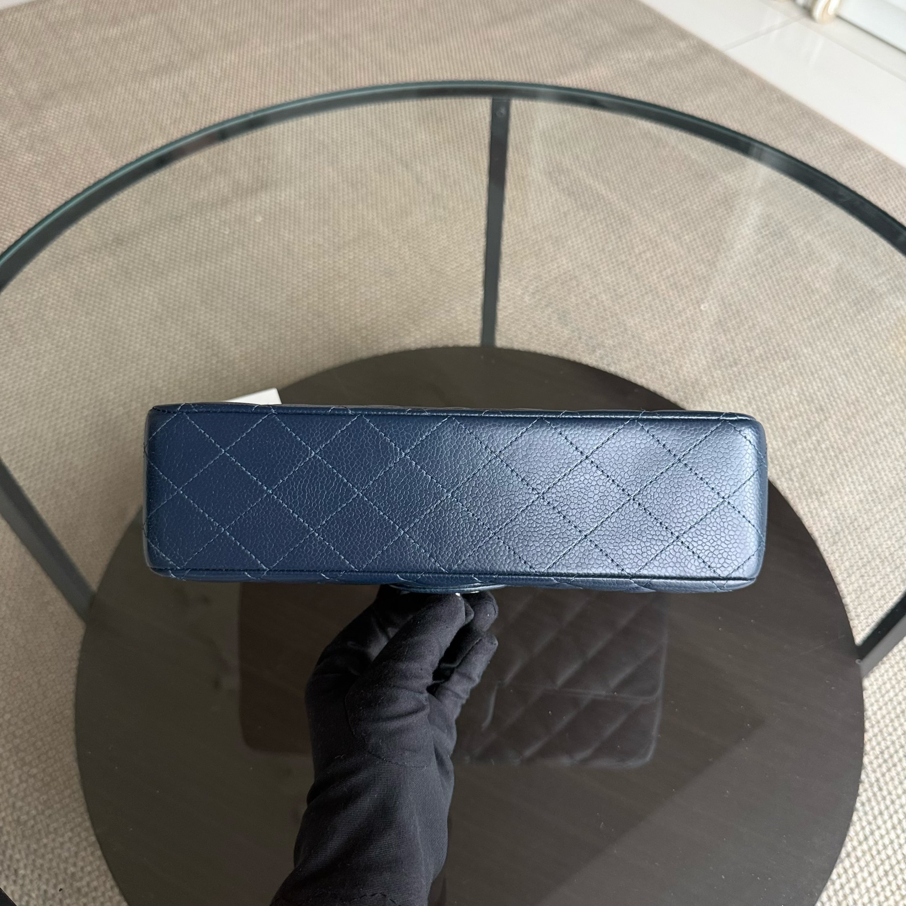 Chanel Classic Flap Medium - Caviar 25CM Quilted Dark Midnight Blue Silver Hardware Series 19