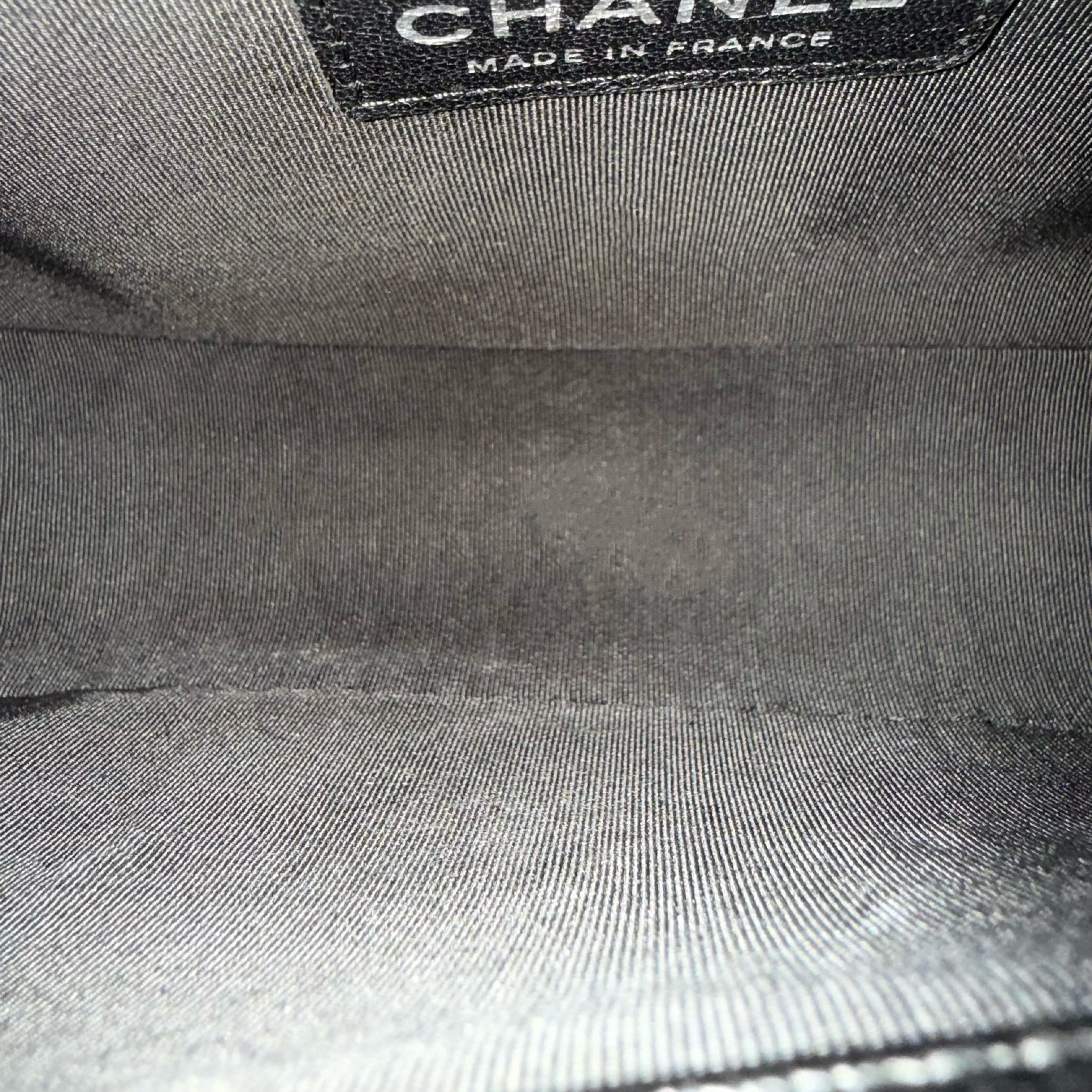 Chanel Boy Medium - 25CM Quilted Grained Calfskin Black Silver Hardware Series 23