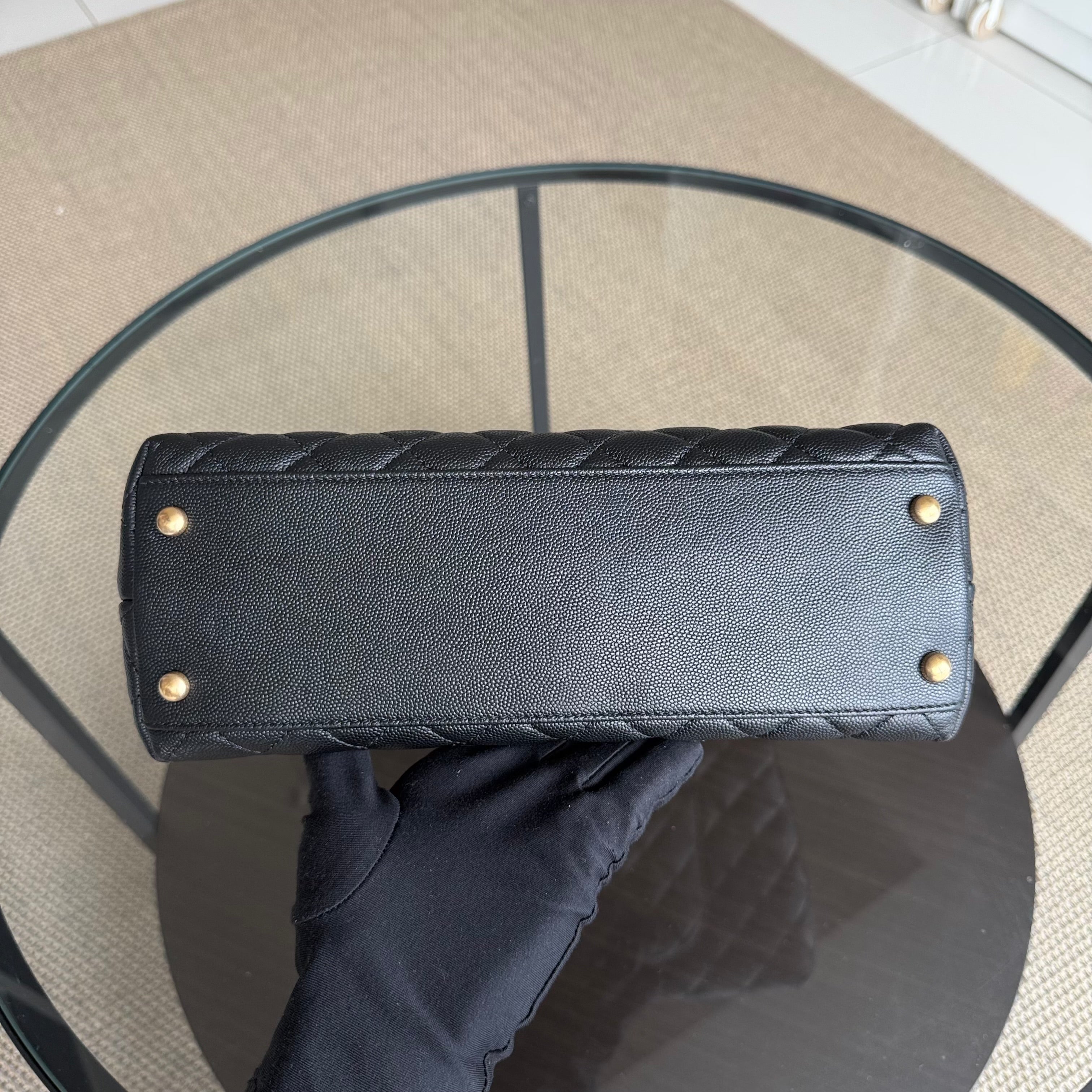 Chanel Coco Handle Medium - Caviar 29CM Quilted Black Gold Hardware Series 24