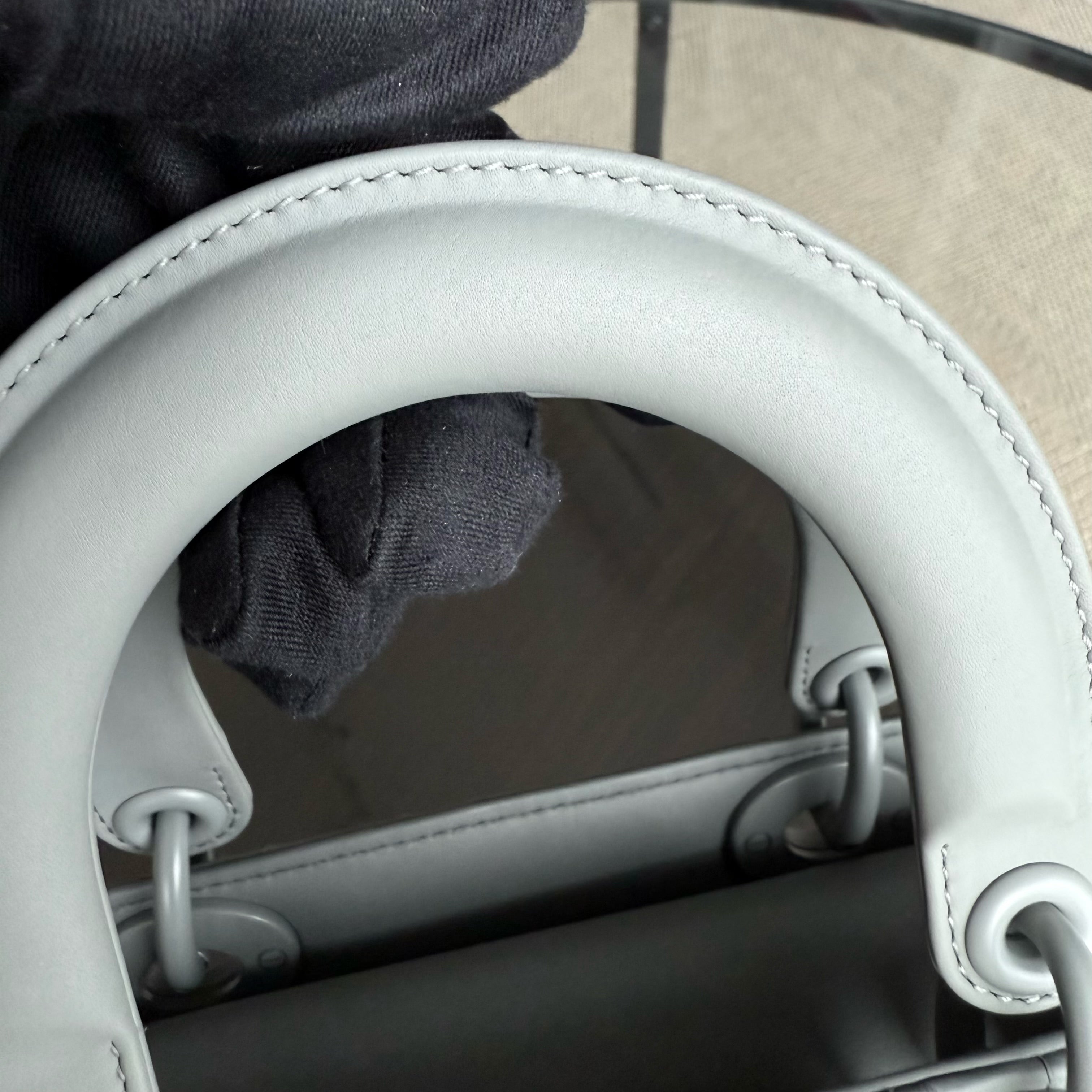 Dior Lady Small ABC - All Gray Grey Cannage Calfskin Black Hardware