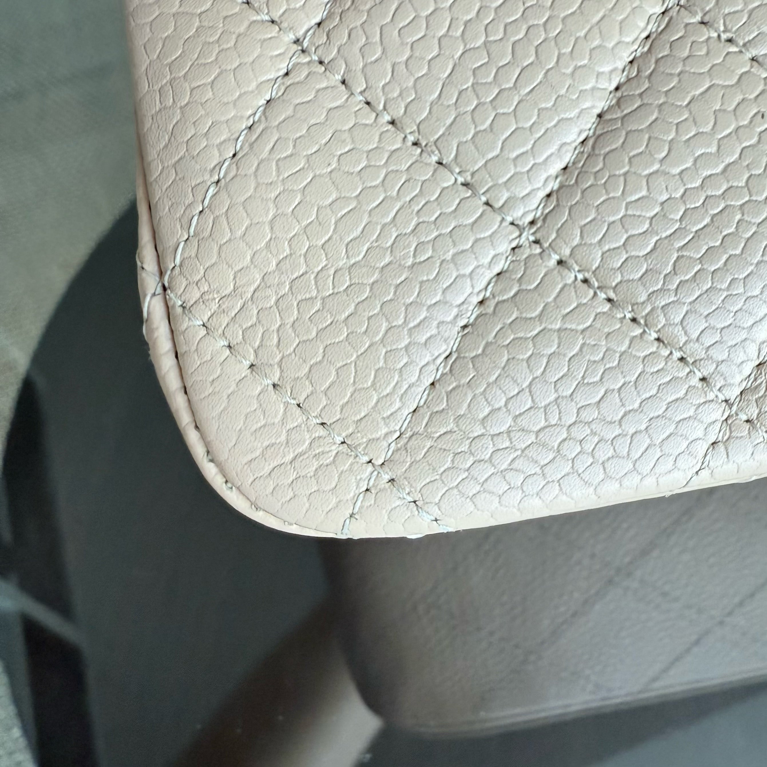 Chanel Classic Flap Medium - 25CM Quilted Lambskin Beige Silver Hardware Series 14