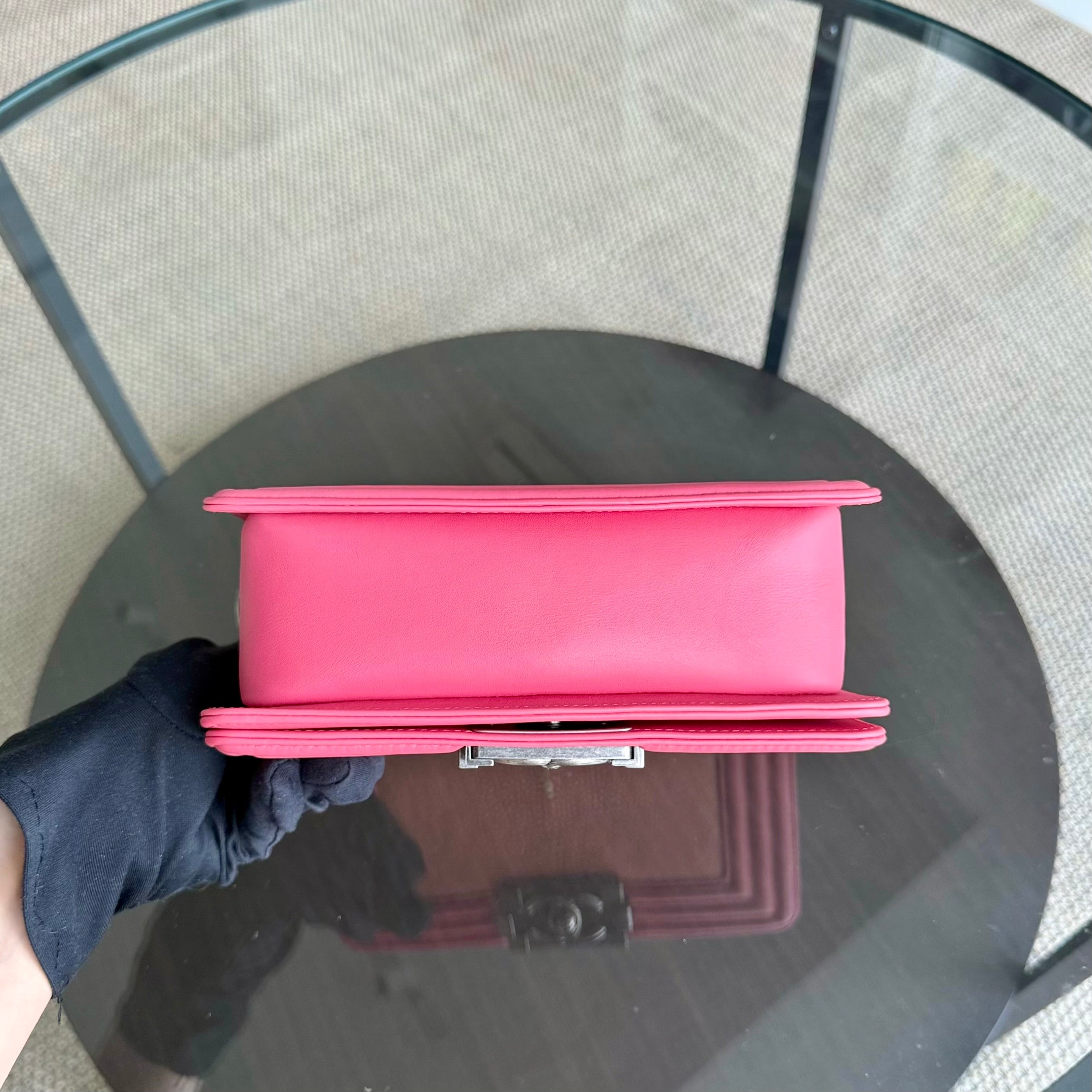 Chanel Boy Small - Stingray Pink Ruthenium Silver Hardware Series 18