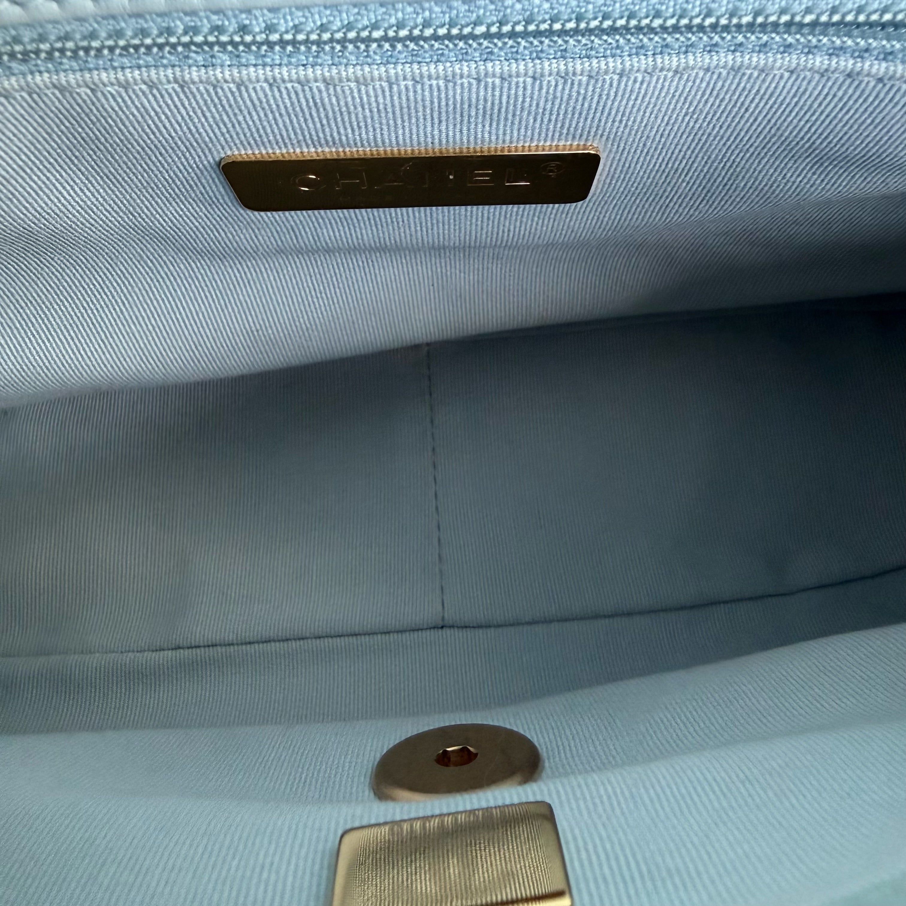 Chanel C19 Small 19 Bag Quilted Goatskin Light Blue Two-Tone Hardware Microchip