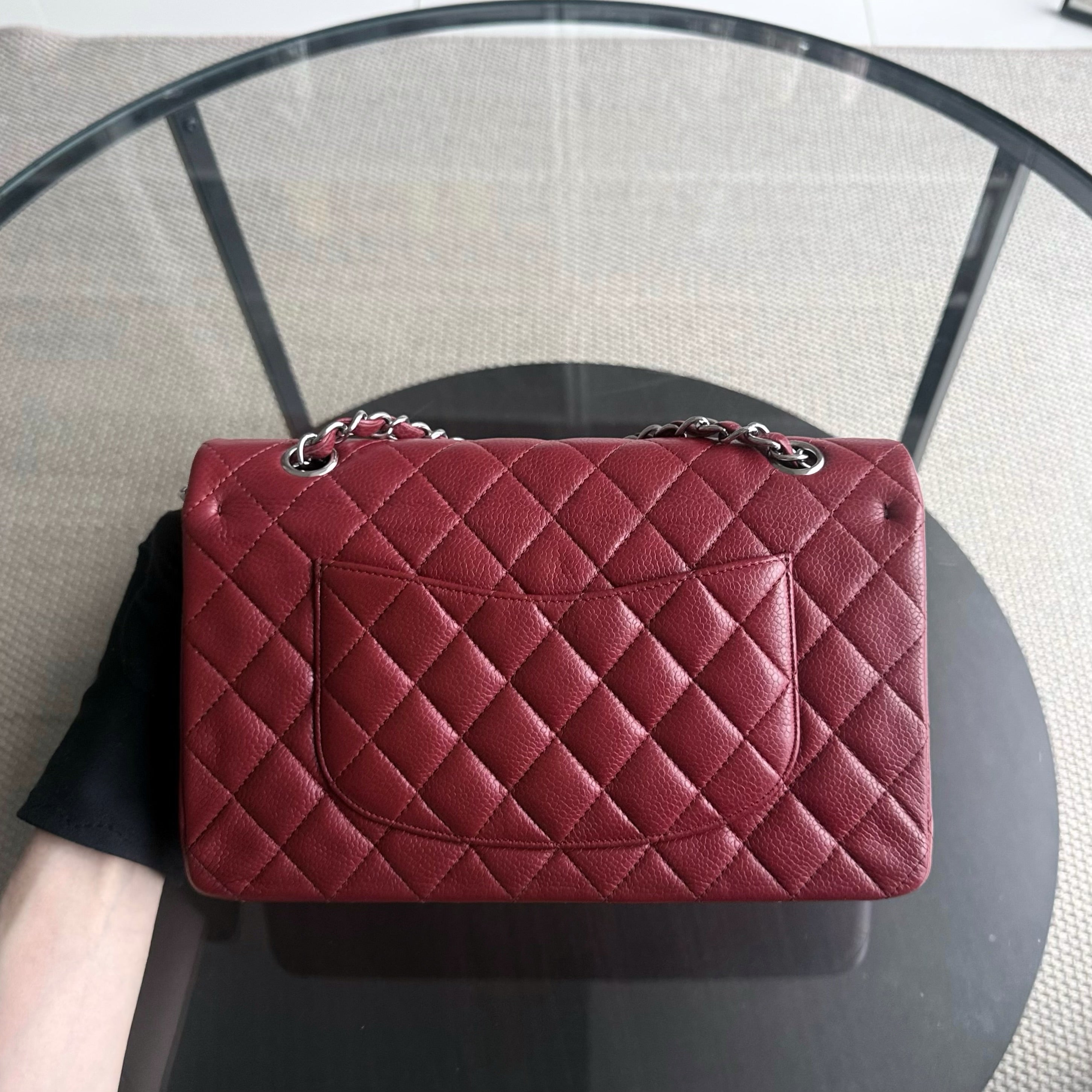 Chanel Classic Flap Medium - Caviar 25CM Quilted Grained Calfskin Dark Red Silver Hardware Series 16