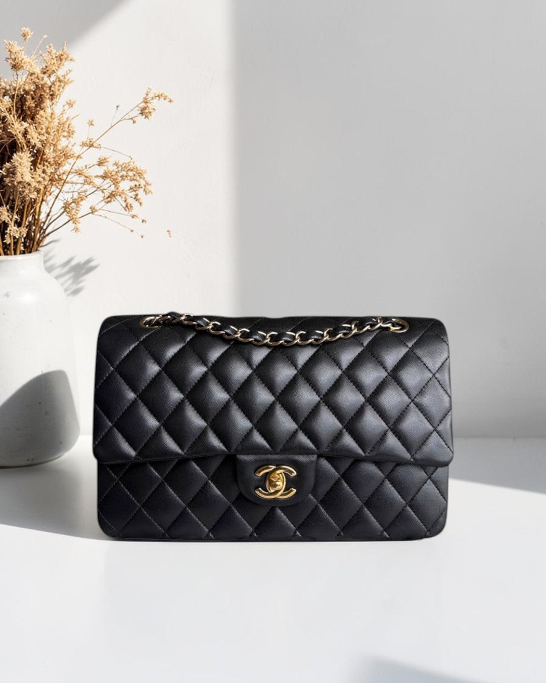 Chanel Classic Flap Medium - 25CM Quilted Lambskin Black Gold Hardware