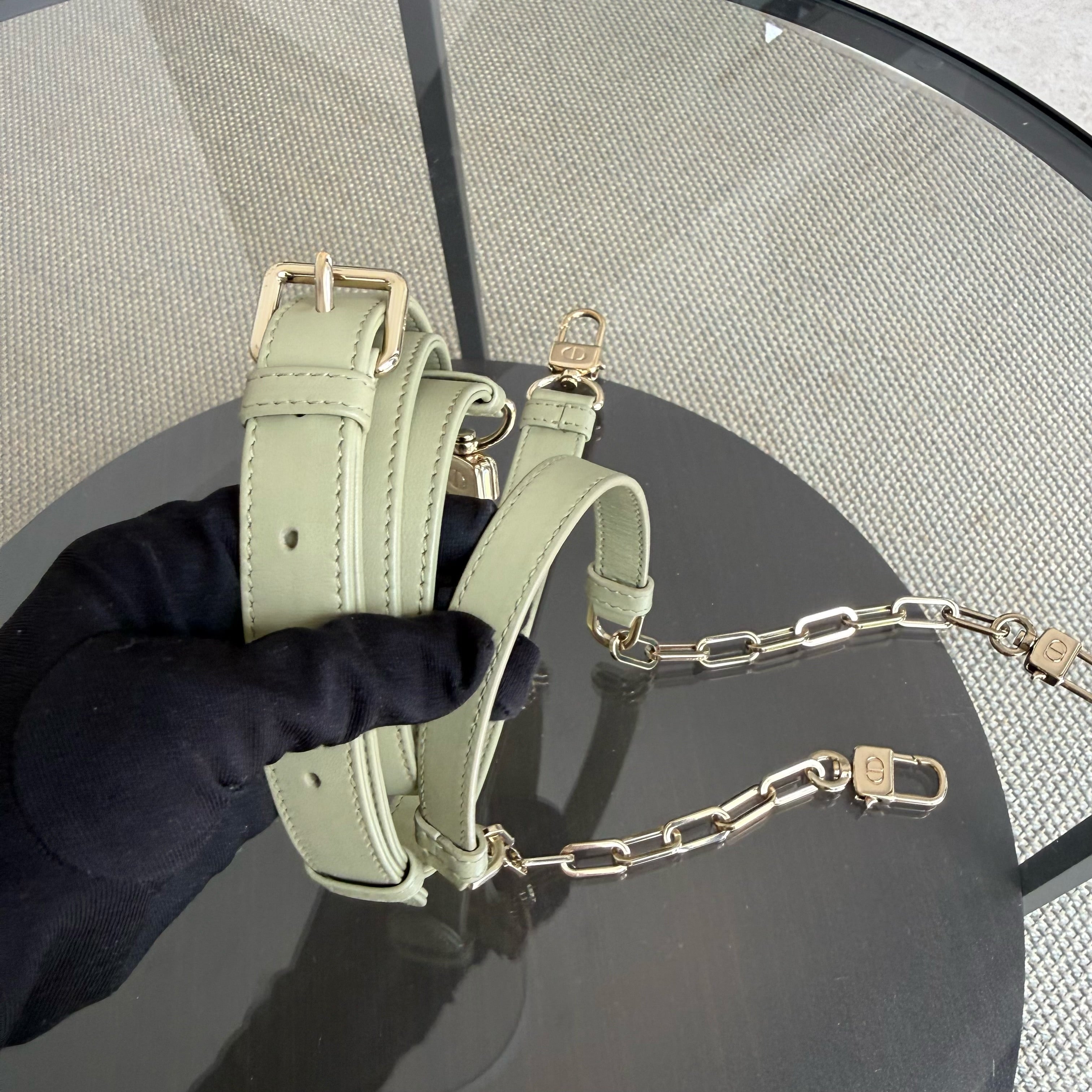 Dior D-Joy Medium - Cannage Lambskin Lime Gold Hardware