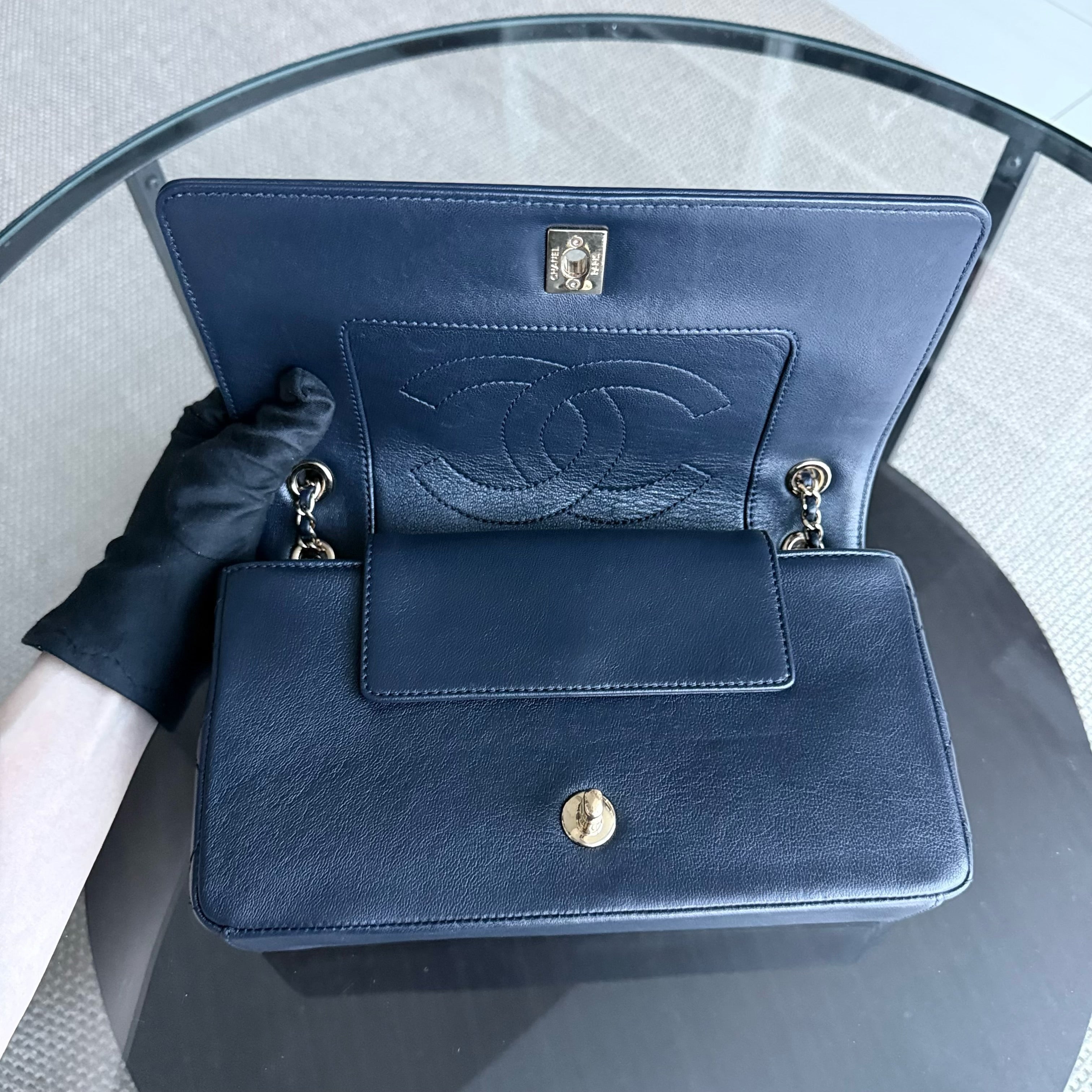 Chanel Mademoiselle Seasonal Flap - Cannage Calfskin Blue Gold Hardware Series 23