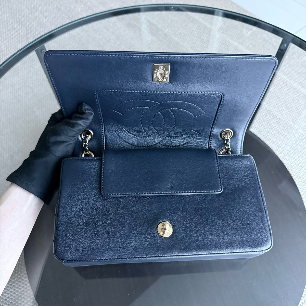 Chanel Mademoiselle Seasonal Flap - Cannage Calfskin Blue Gold Hardware Series 23