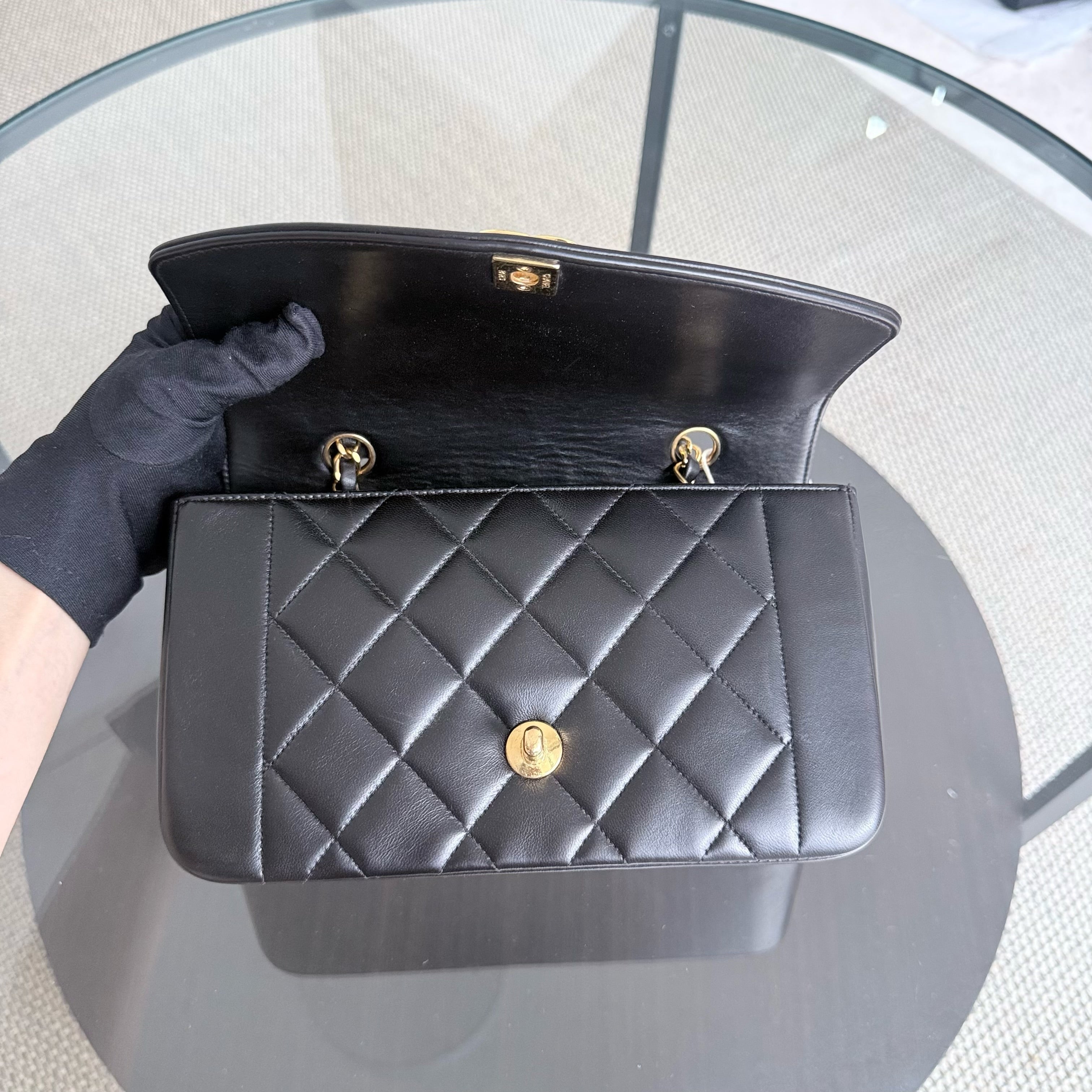 Chanel Diana Small - 23CM Quilted Lambskin Black 24K Gold Hardware Series 3