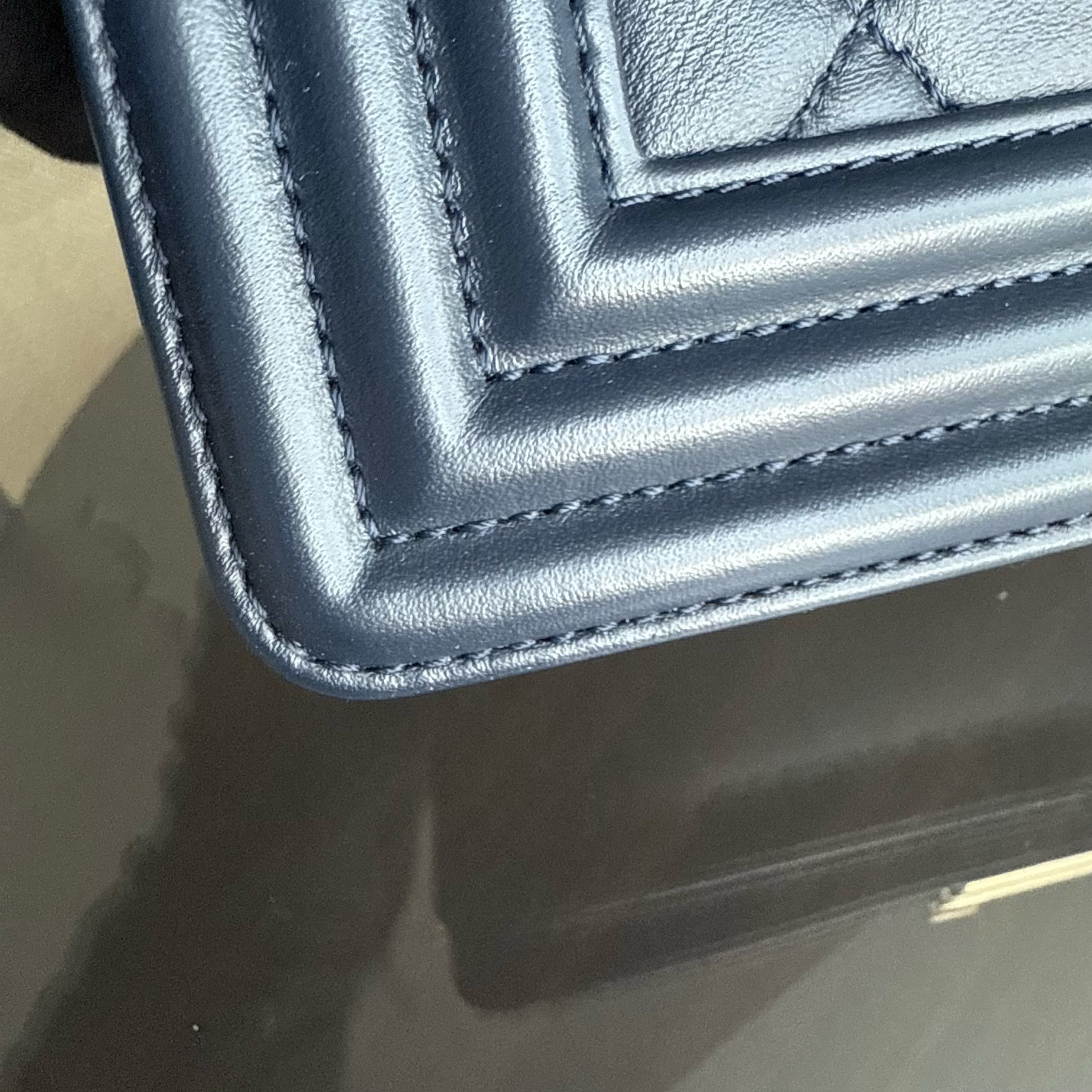 Chanel Boy Small - Calfskin 20CM Quilted Dark Blue Gold Hardware Series 25