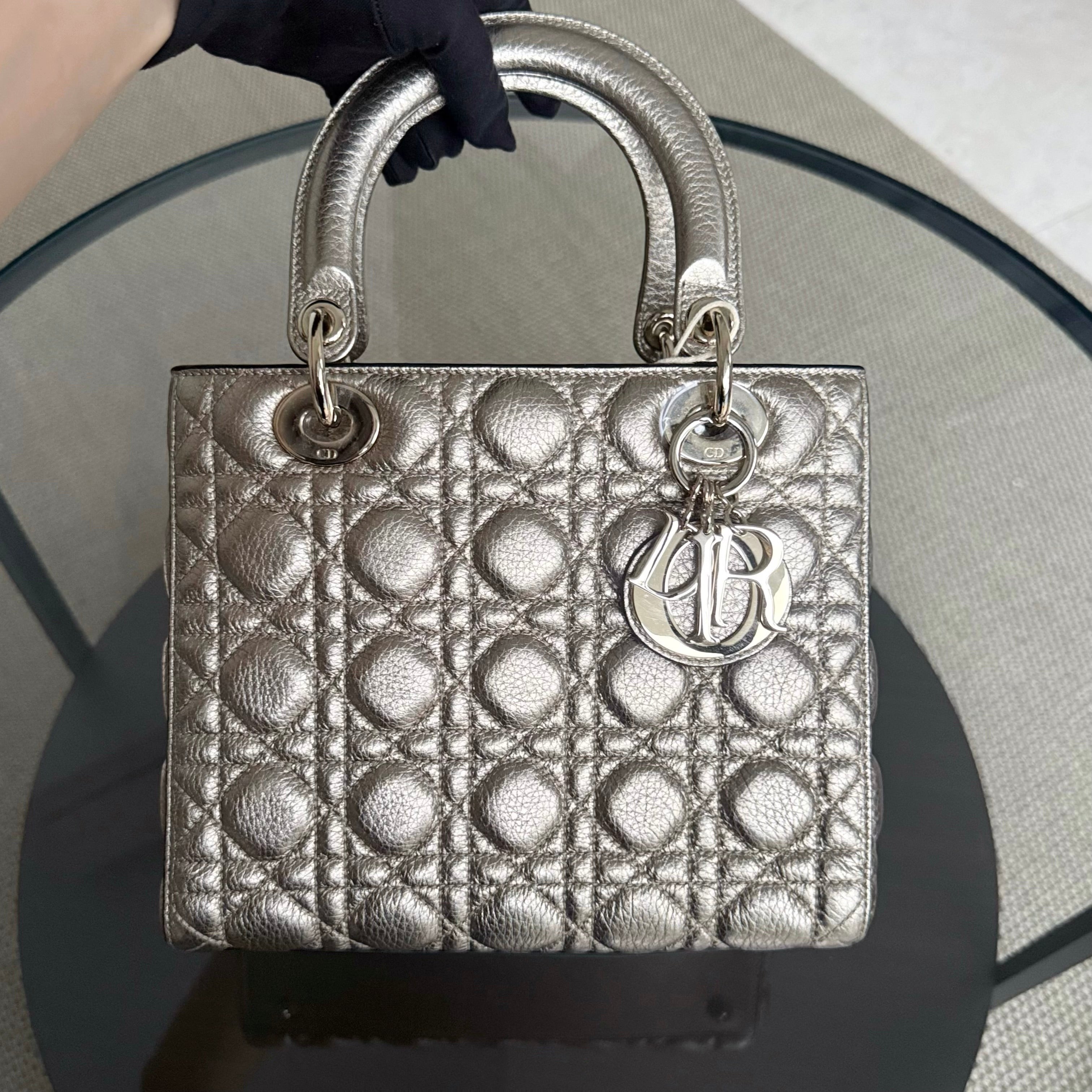 Dior Lady Medium Flap - Cannage Metallic Gold Gold Hardware