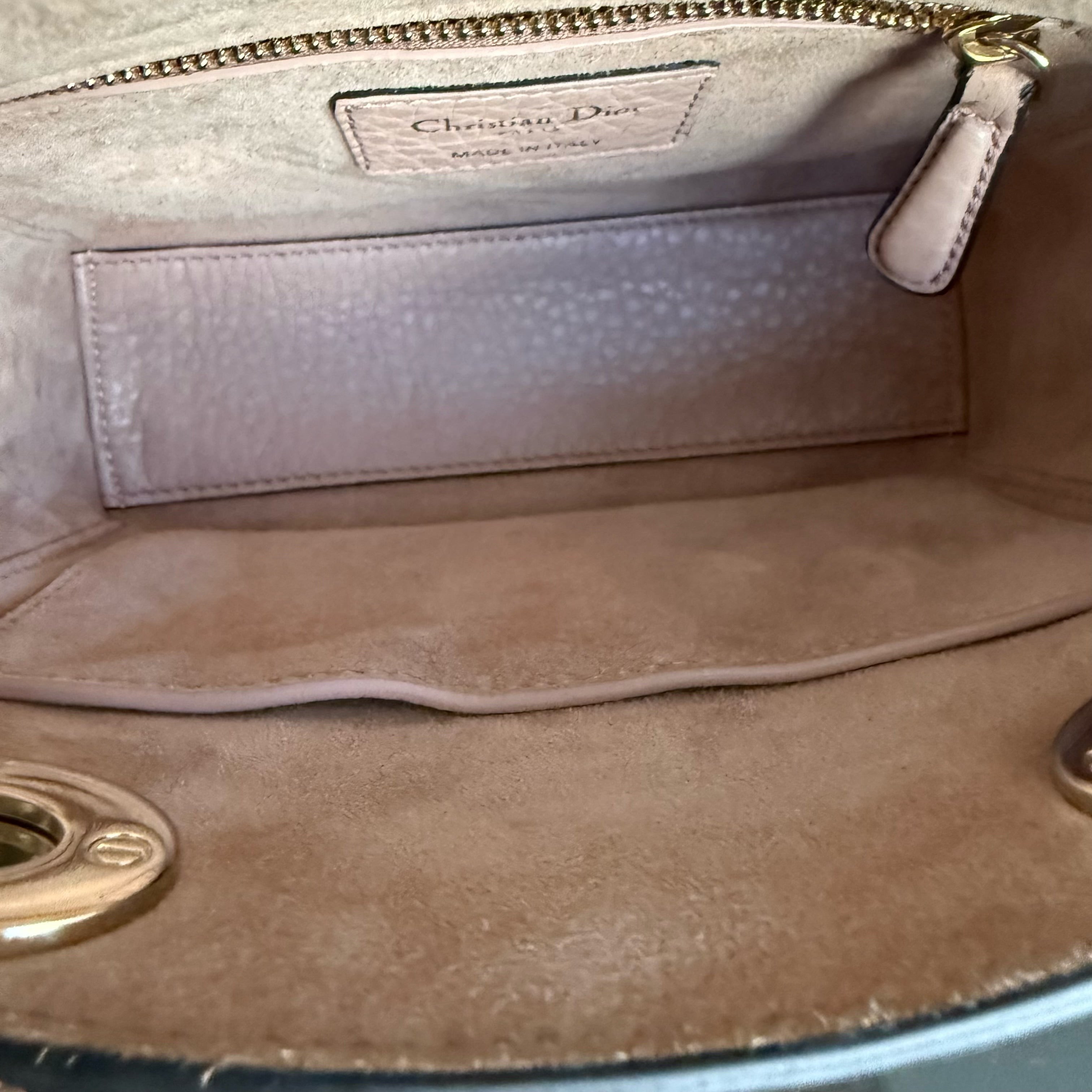 Dior Lady Mini - Cannage Grained Calfskin Blush Gold Hardware