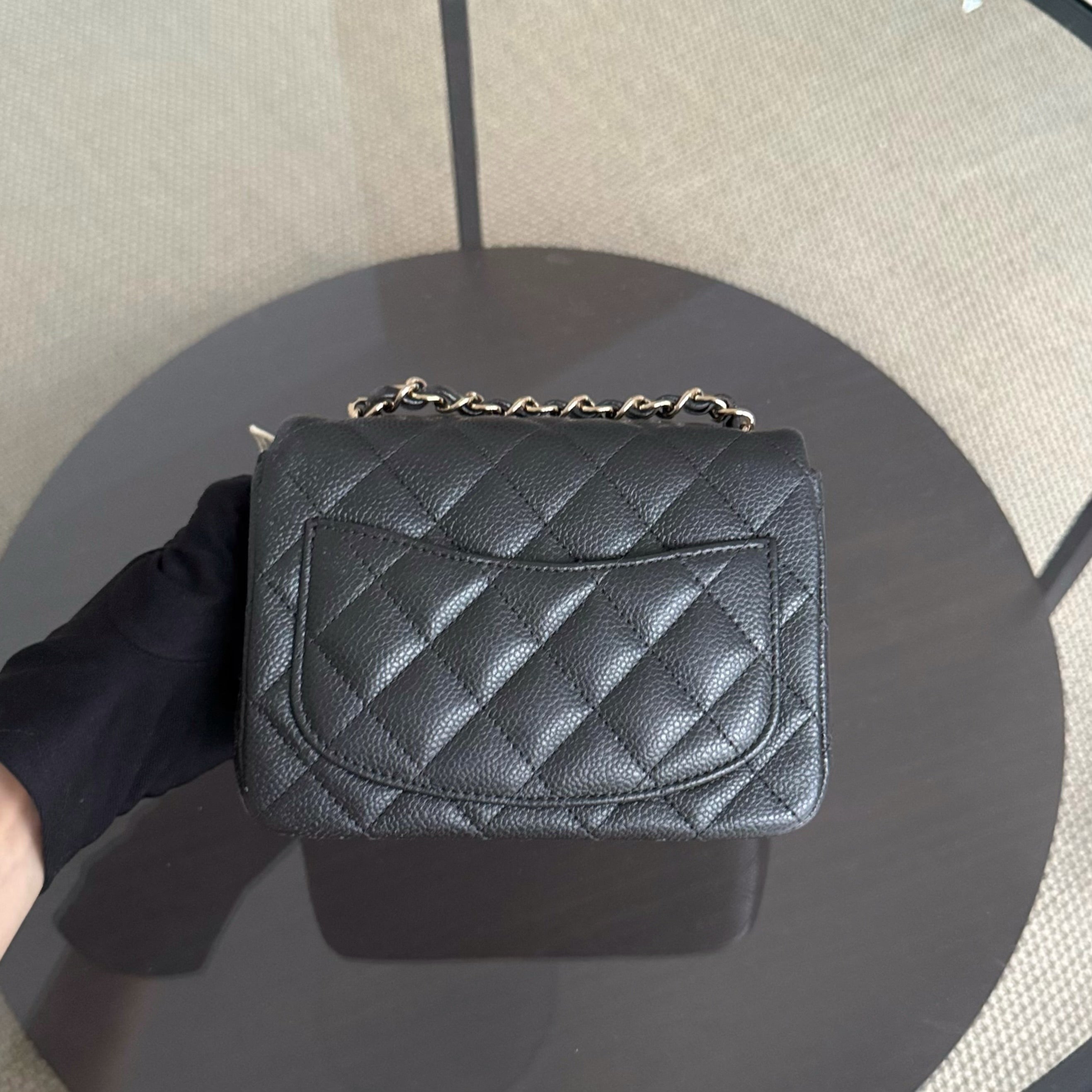 Chanel Classic Flap Mini Square - Caviar Quilted Black Gold Hardware Series 25