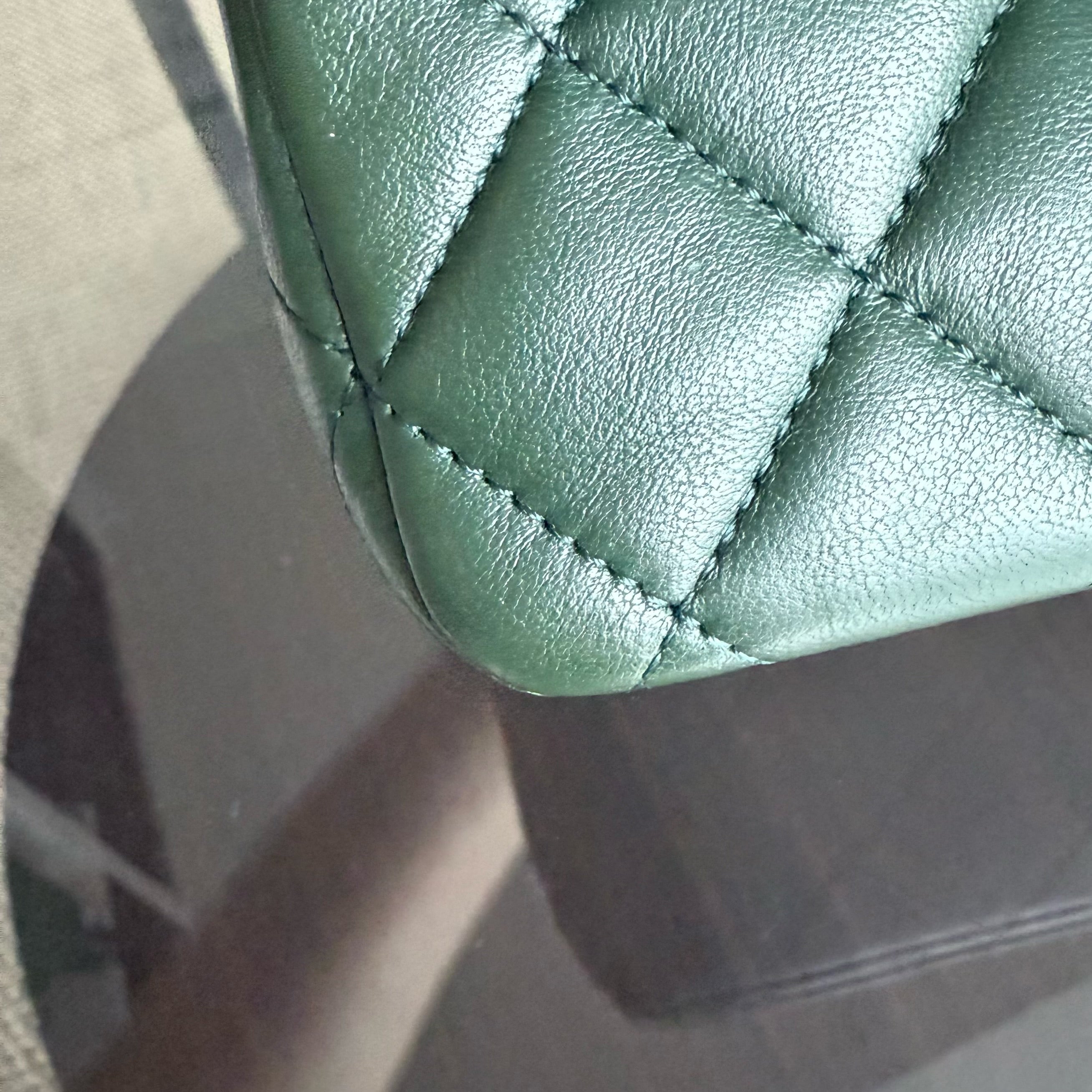 Chanel Classic Flap Medium - 25CM Quilted Lambskin Dark Green Silver Hardware Series 23