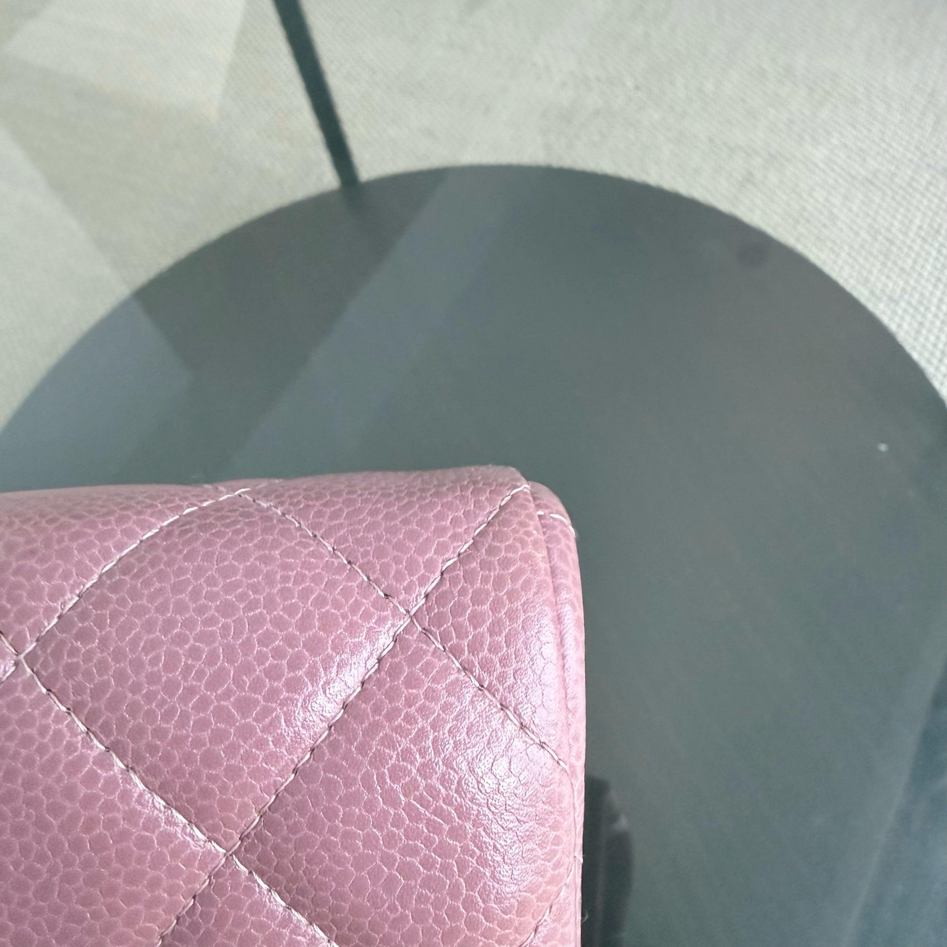 Chanel Timeless Flap - Single Flap Clutch Quilted Caviar Pink Silver Hardware Series 21