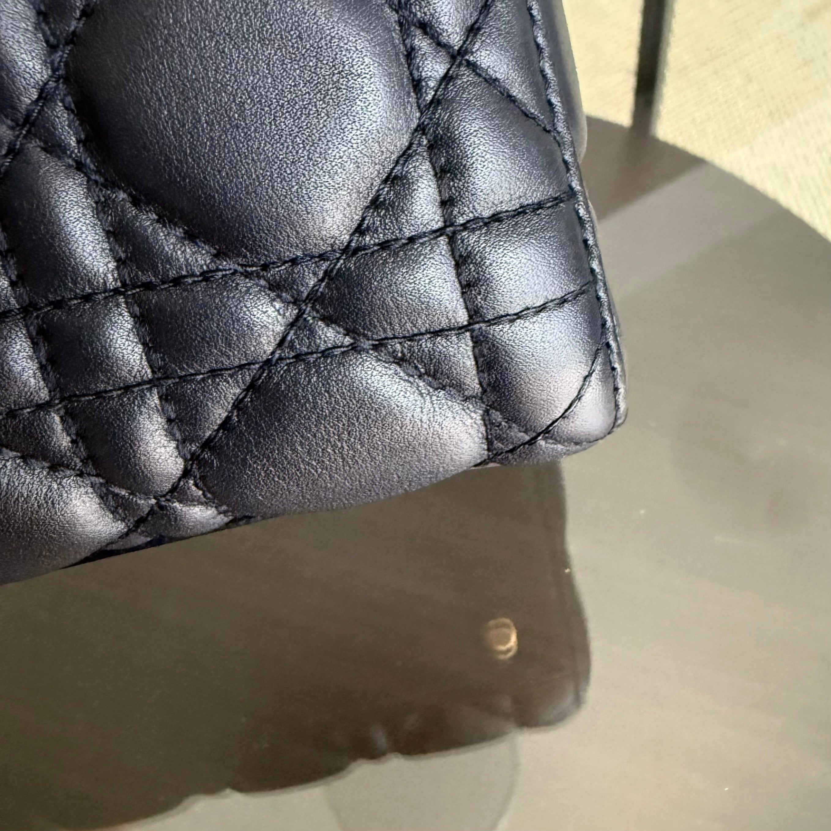 Dior Lady Medium Flap - Cannage Calfskin Midnight Blue Gold Hardware
