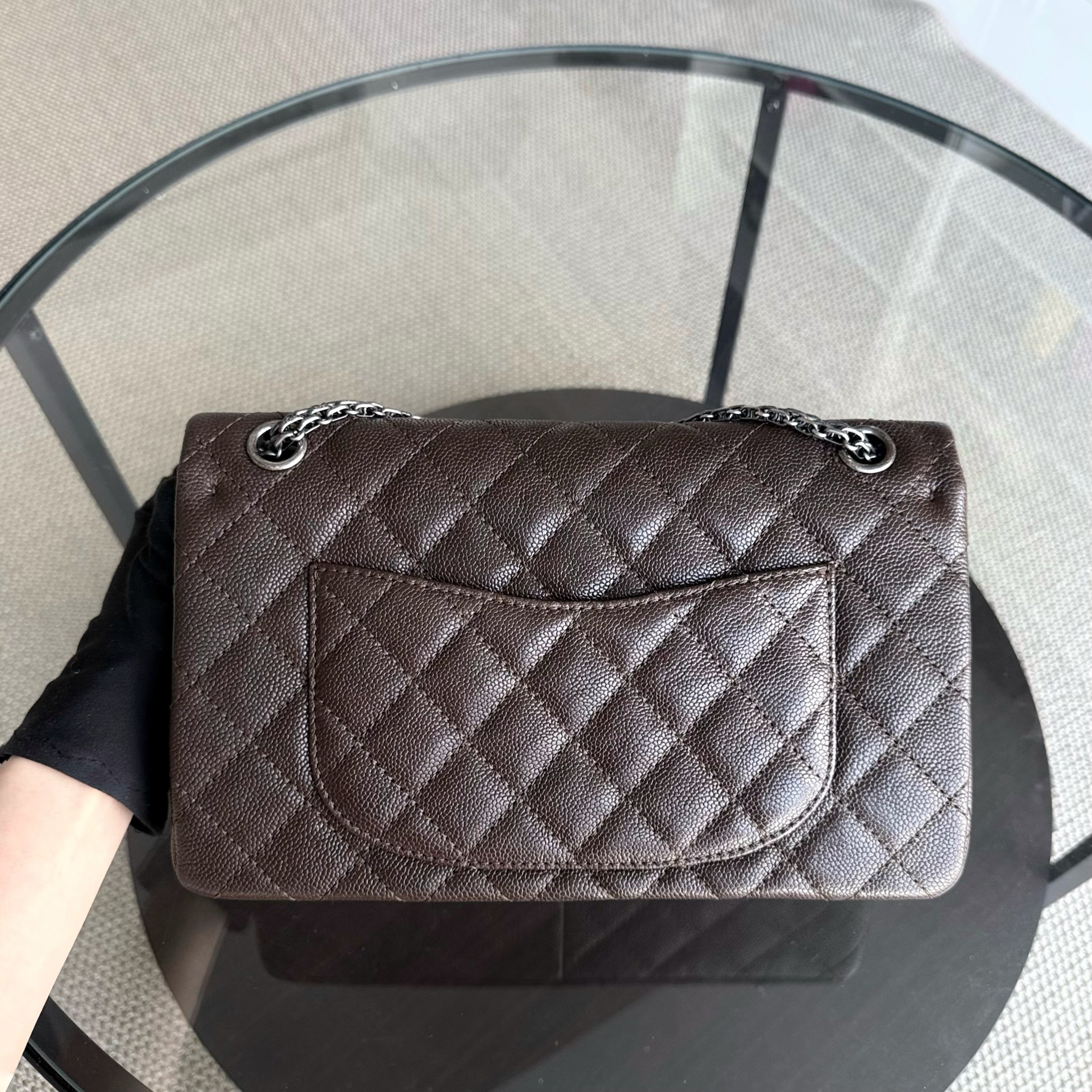 Chanel 2.55 Reissue 226 - Caviar Quilted Grained Calfskin Dark Brown Silver Hardware Series 14