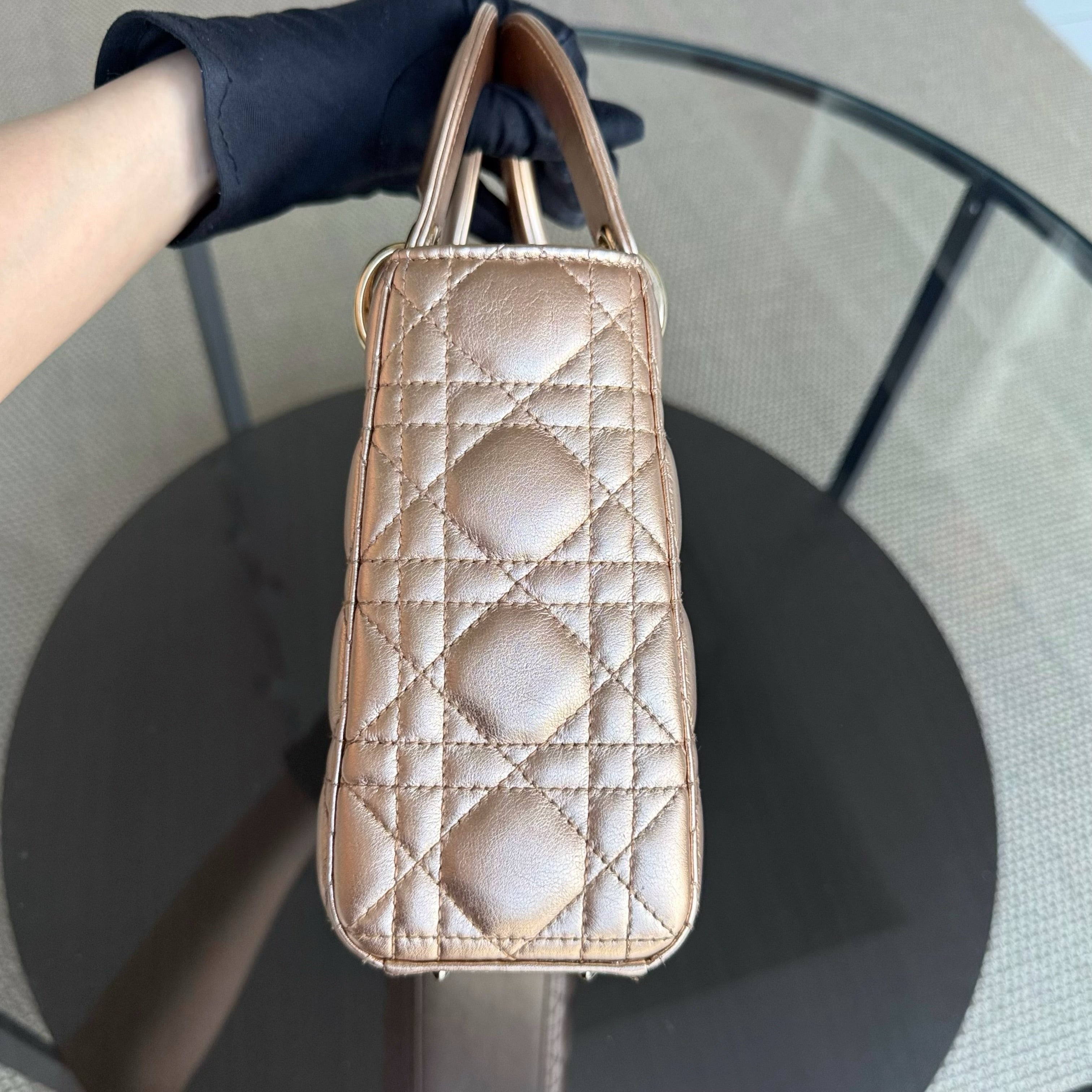 Dior Lady Small Flap ABC - Cannage Calfskin Gold Metallic Gold Hardware MyABC