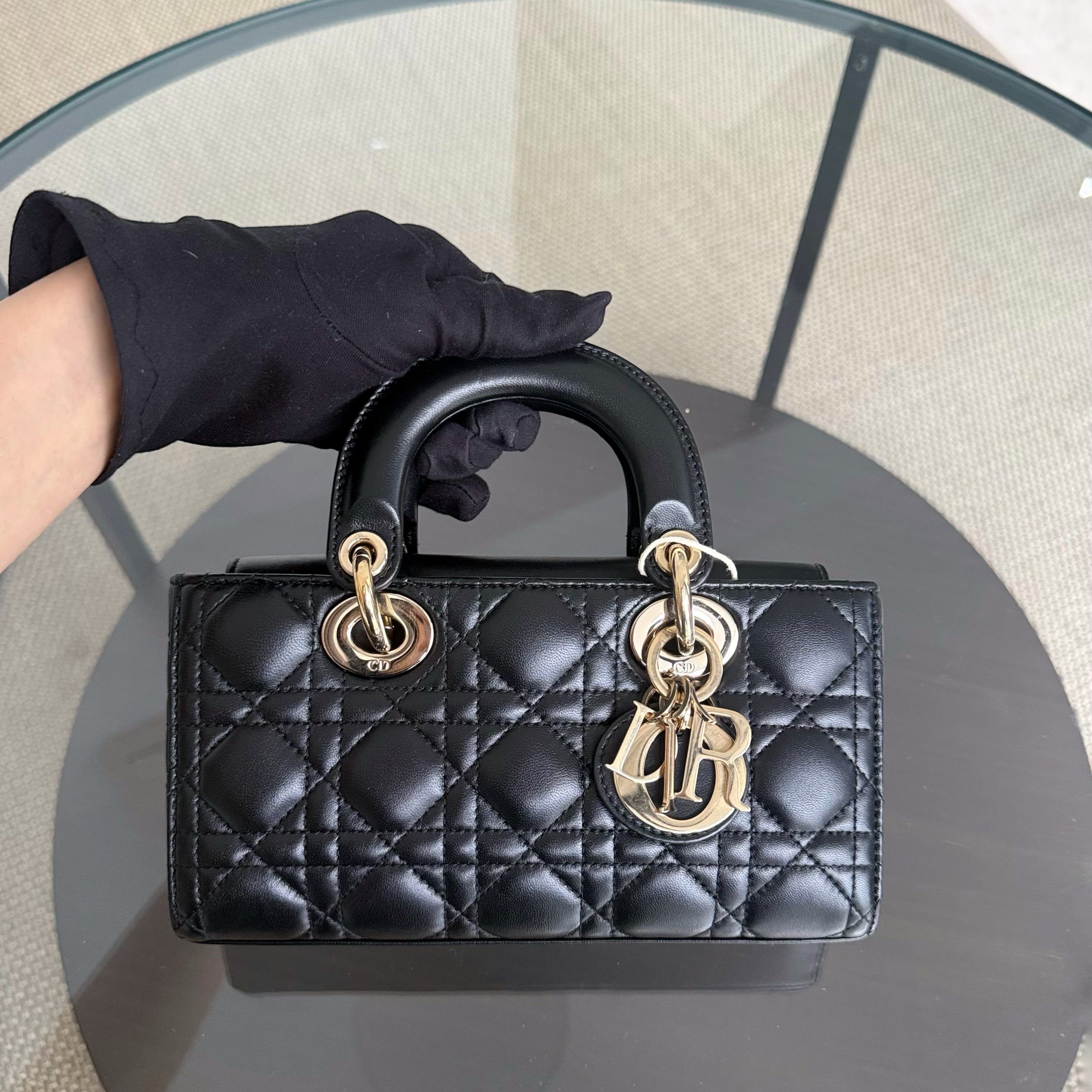 Dior D-Joy Small Lady - Cannage Lambskin Black Gold Hardware