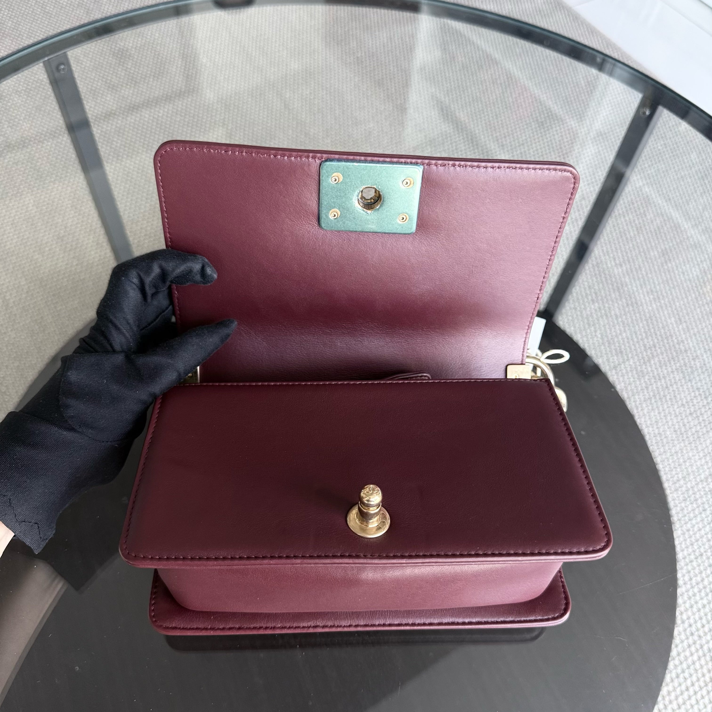 Boy Small 20CM Chevron Tri-skin Calfskin Burgundy GHW No 22