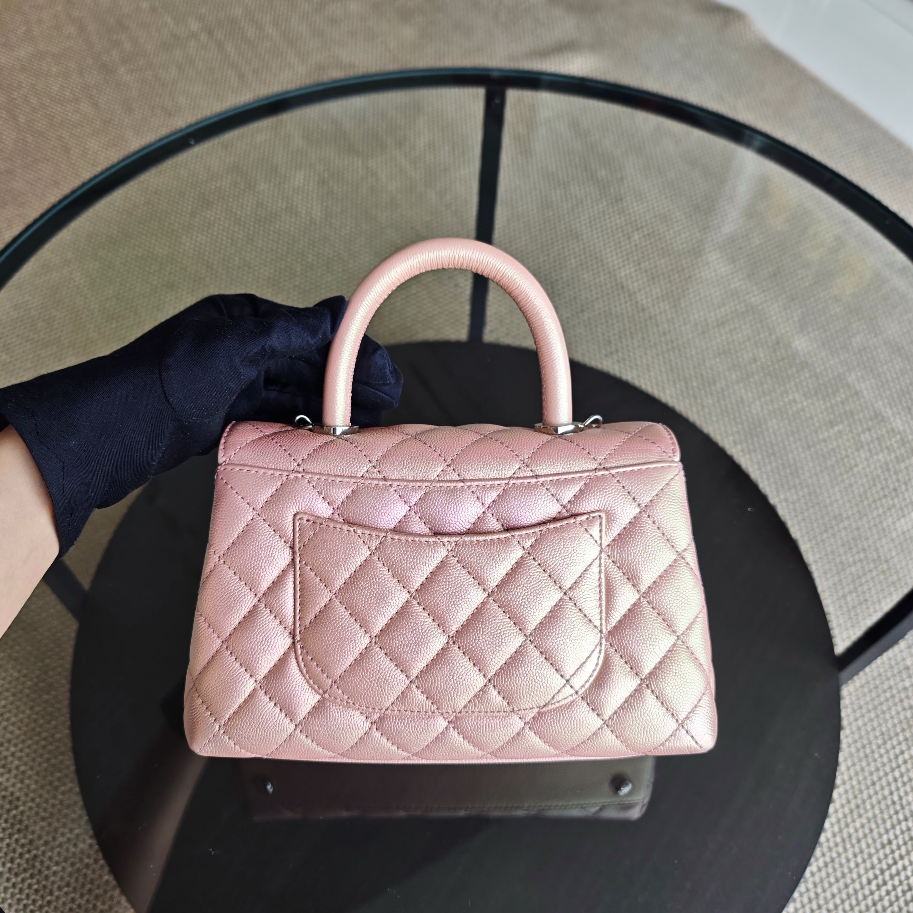 Chanel Coco Handle Small - Caviar Quilted Irridescent Pink Gold Hardware Microchip