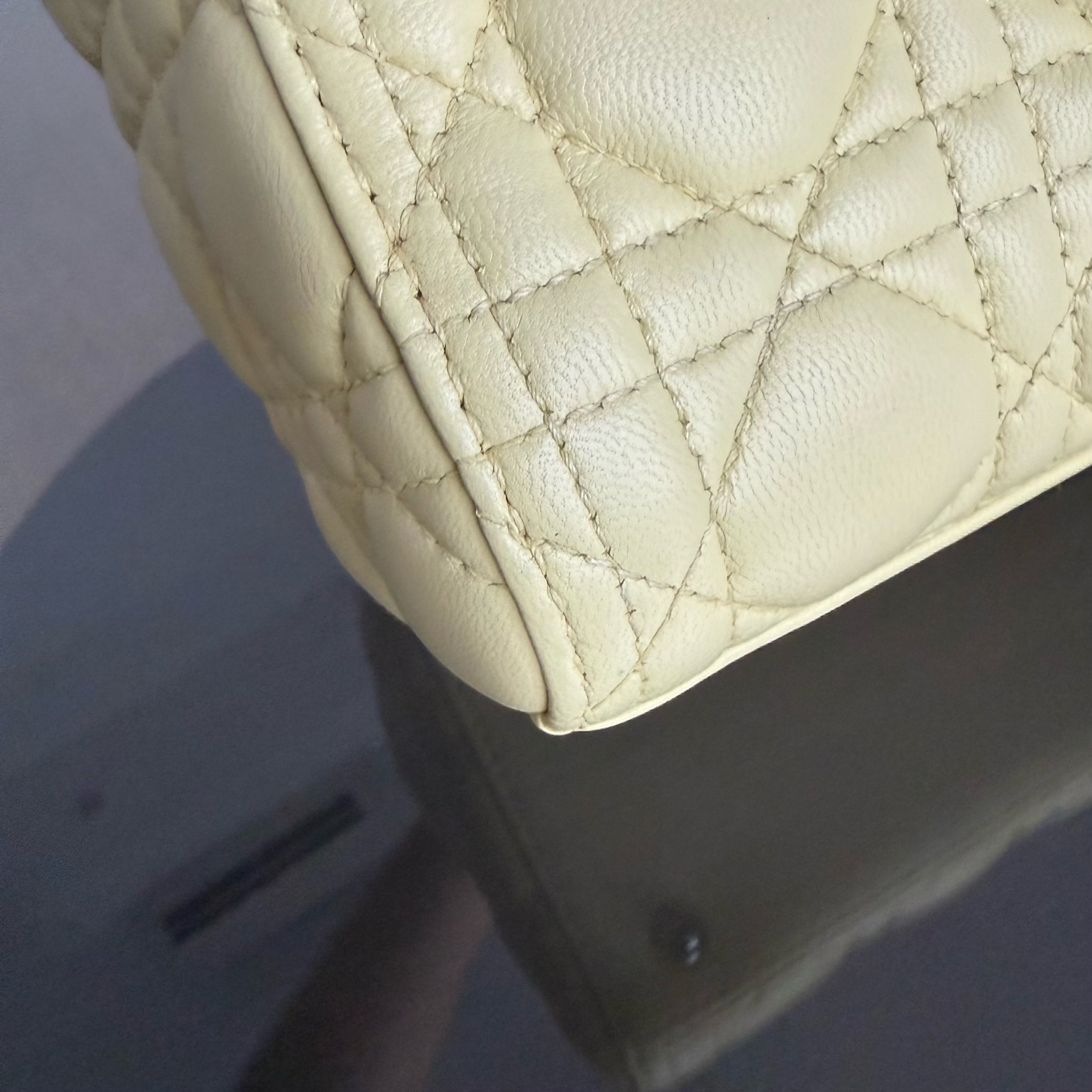 Dior Lady Medium - Cannage Lambskin Light Yellow Silver Hardware