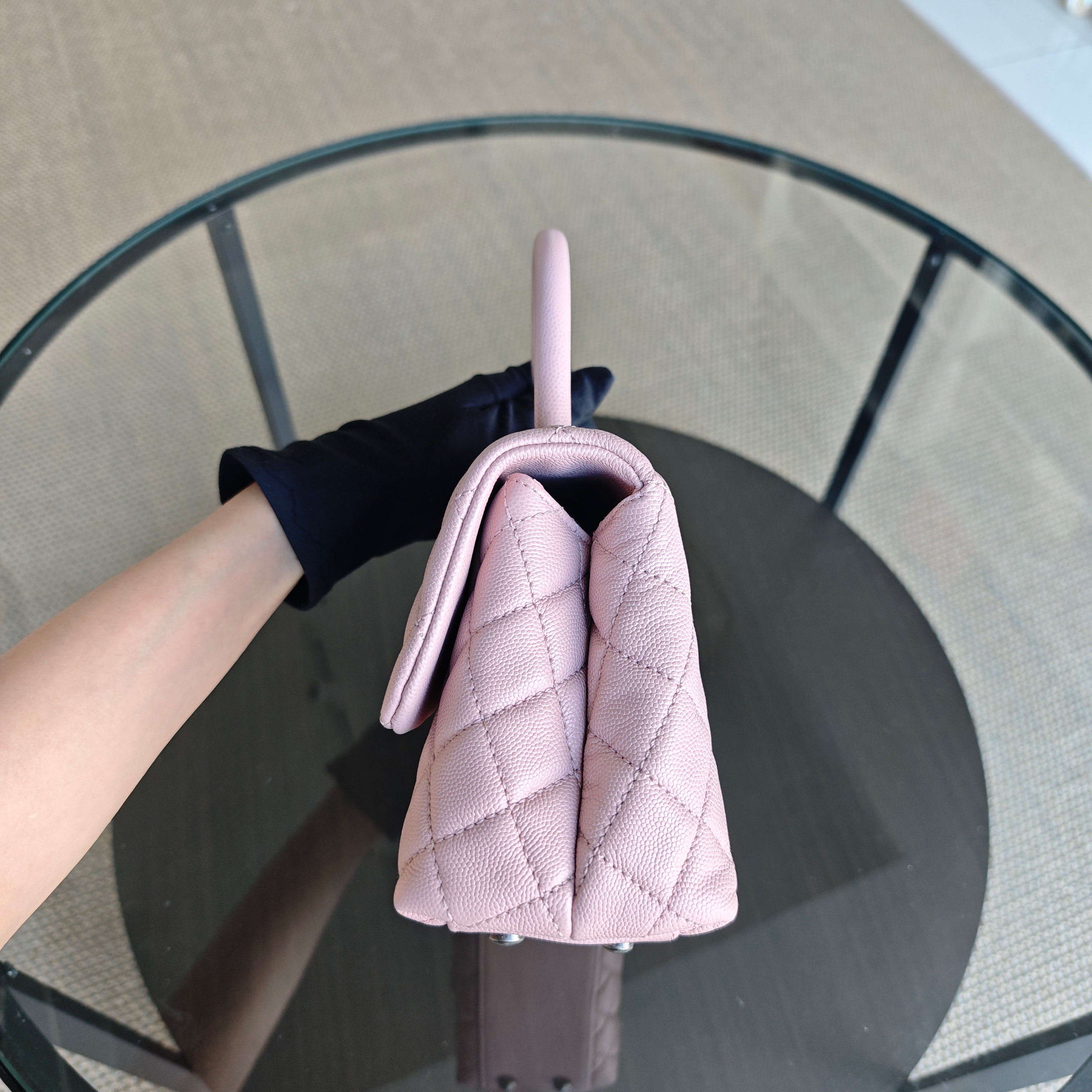 Chanel Coco Handle Small - Caviar Quilted Grained Calfskin Light Pink Silver Hardware Series 23