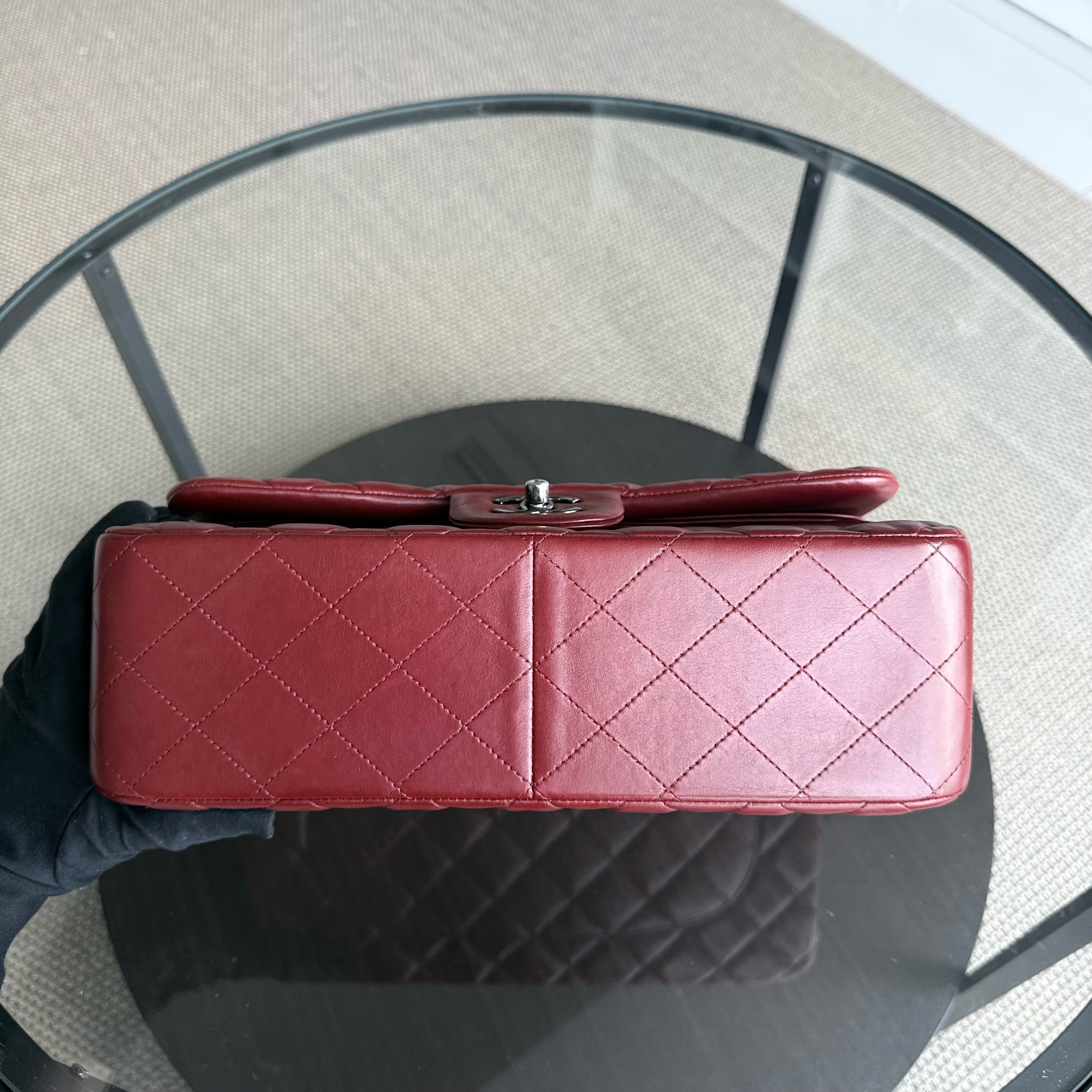 Chanel Classic Flap Jumbo - Double Flap 30CM Quilted Lambskin Dark Red Gold Hardware Series 15