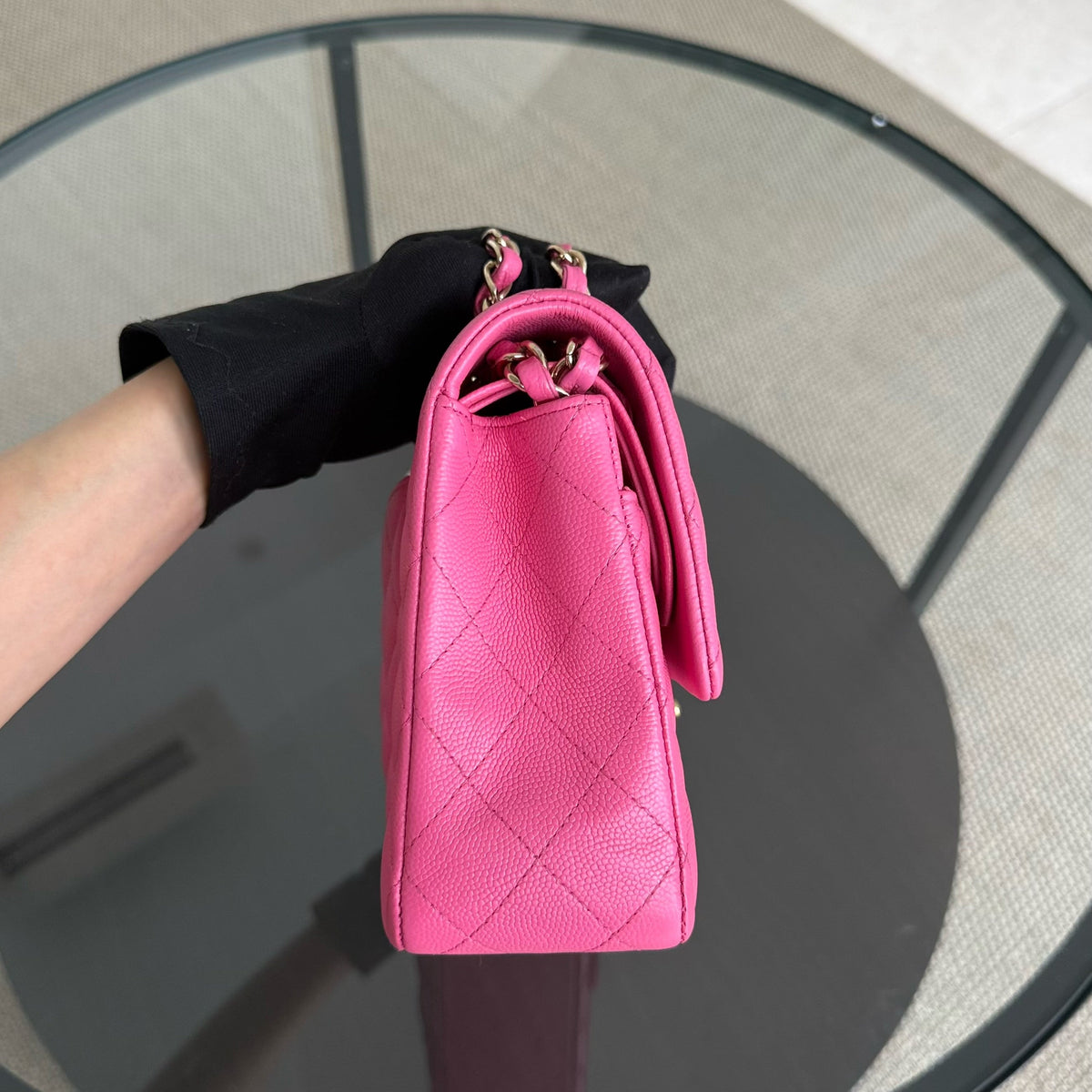 Chanel Classic Flap Medium - 25CM Quilted Caviar Pink Gold Hardware Series 27