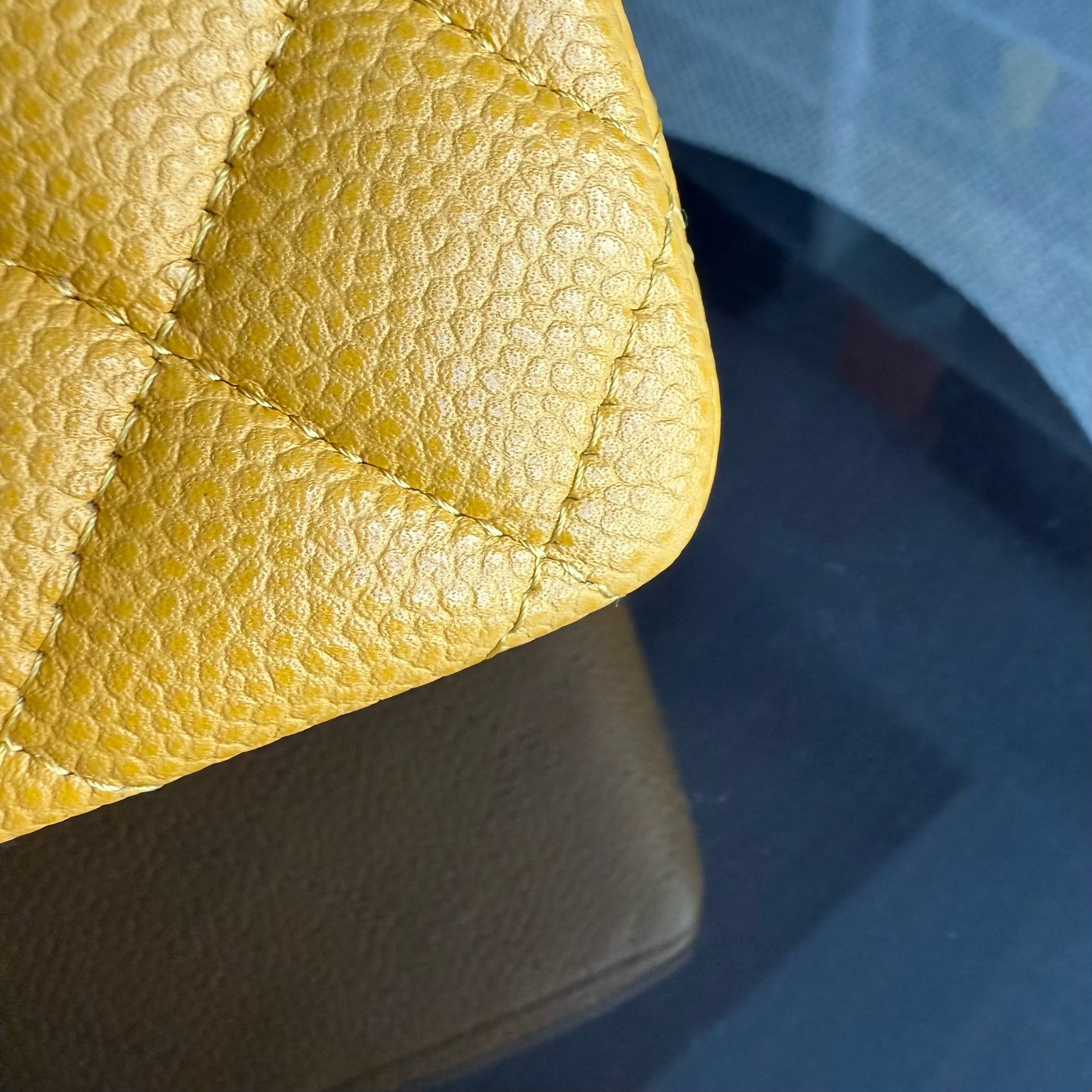 Chanel Classic Flap Medium - Caviar Quilted Grained Calfskin Mustard Gold Hardware Series 25
