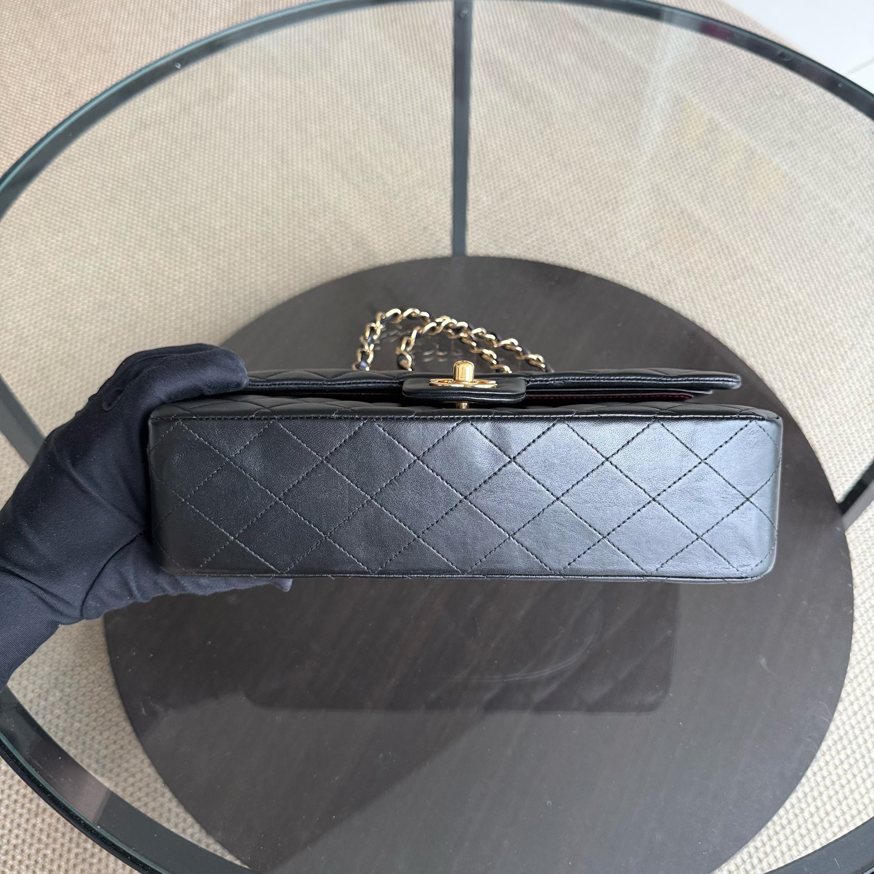 Chanel Classic Flap Medium - 25CM Quilted Lambskin Black Gold Hardware Series 13
