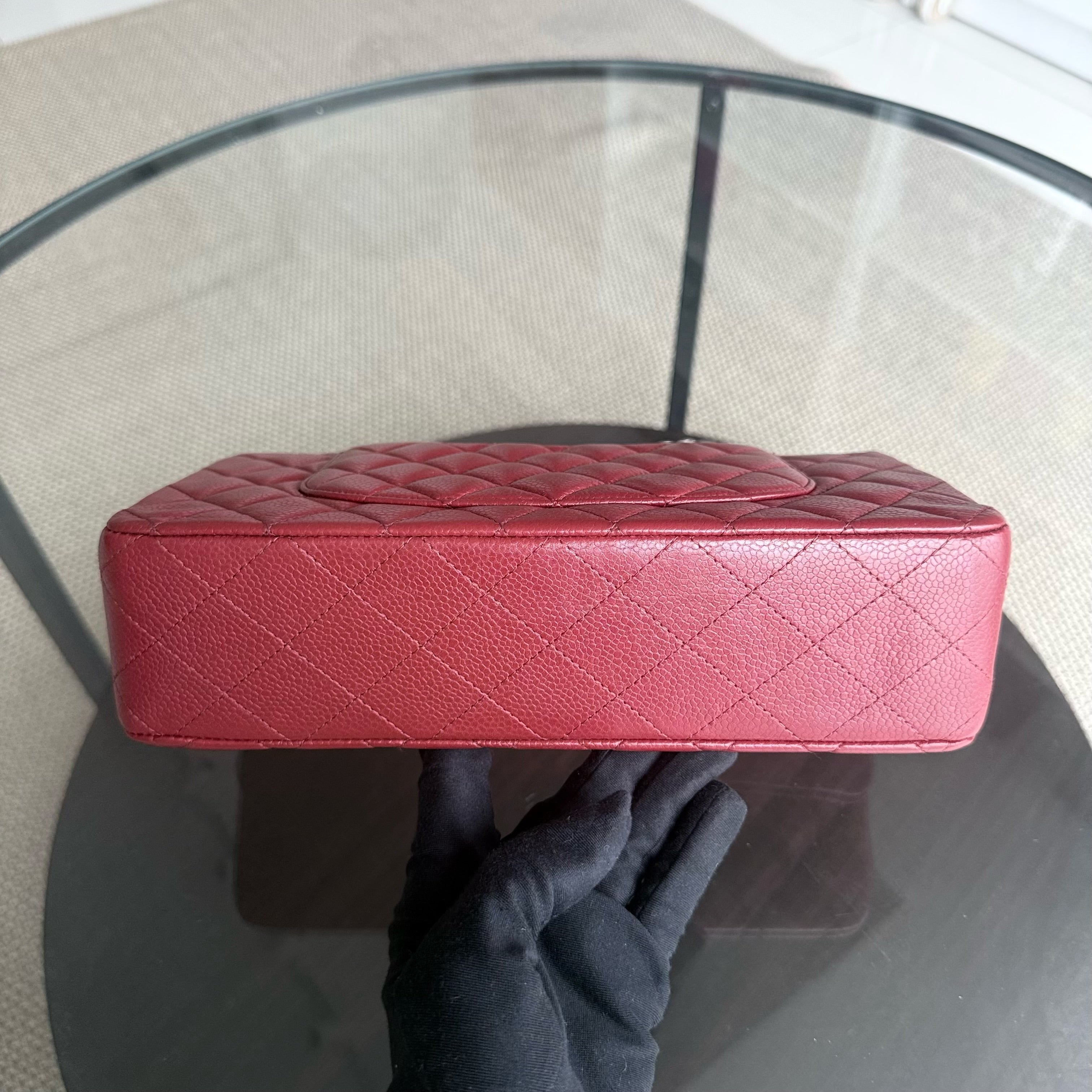 Chanel Classic Flap Medium - Caviar 25CM Quilted Grained Calfskin Dark Red Silver Hardware Series 16