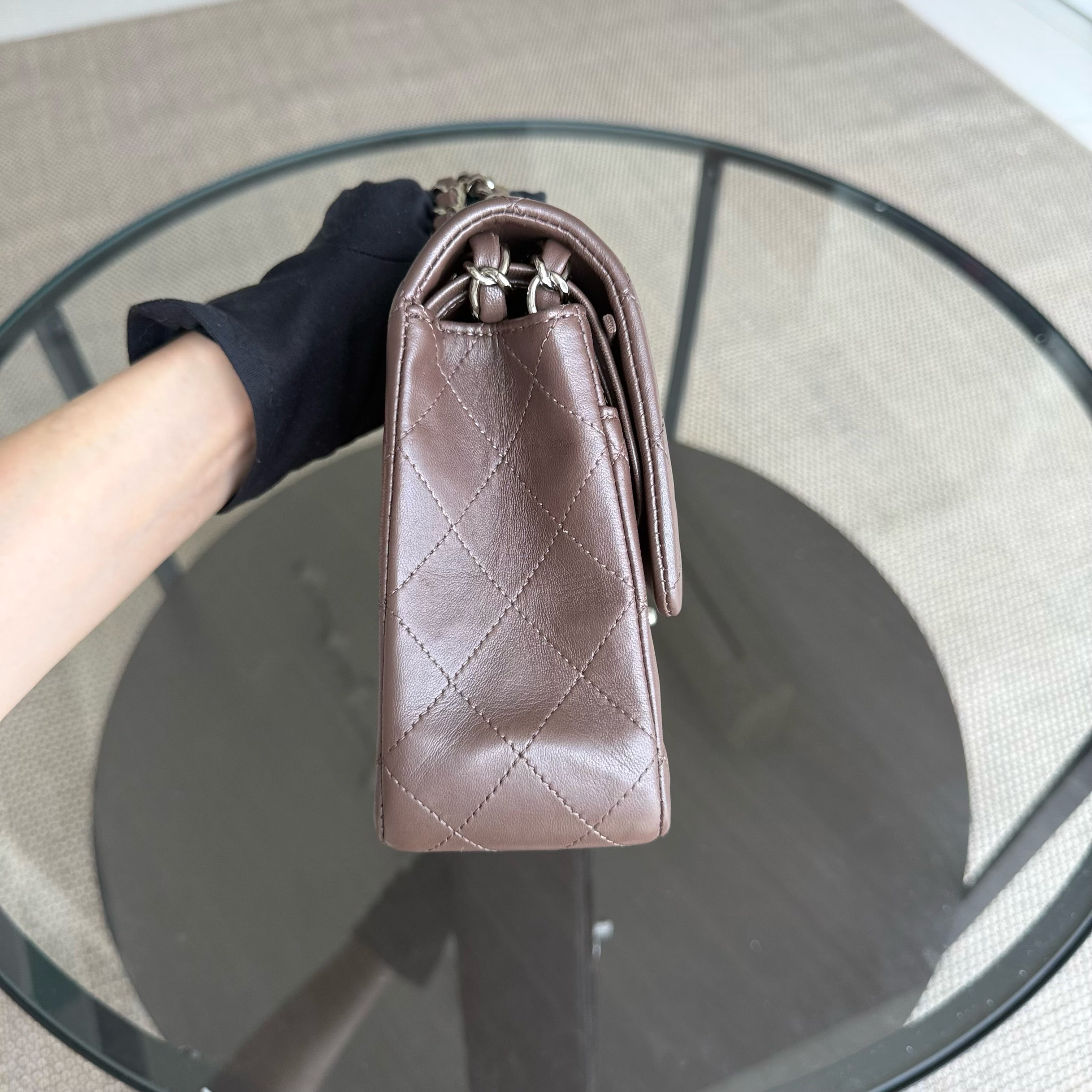 Chanel Classic Flap Medium - 25CM Quilted Lambskin Brown Silver Hardware