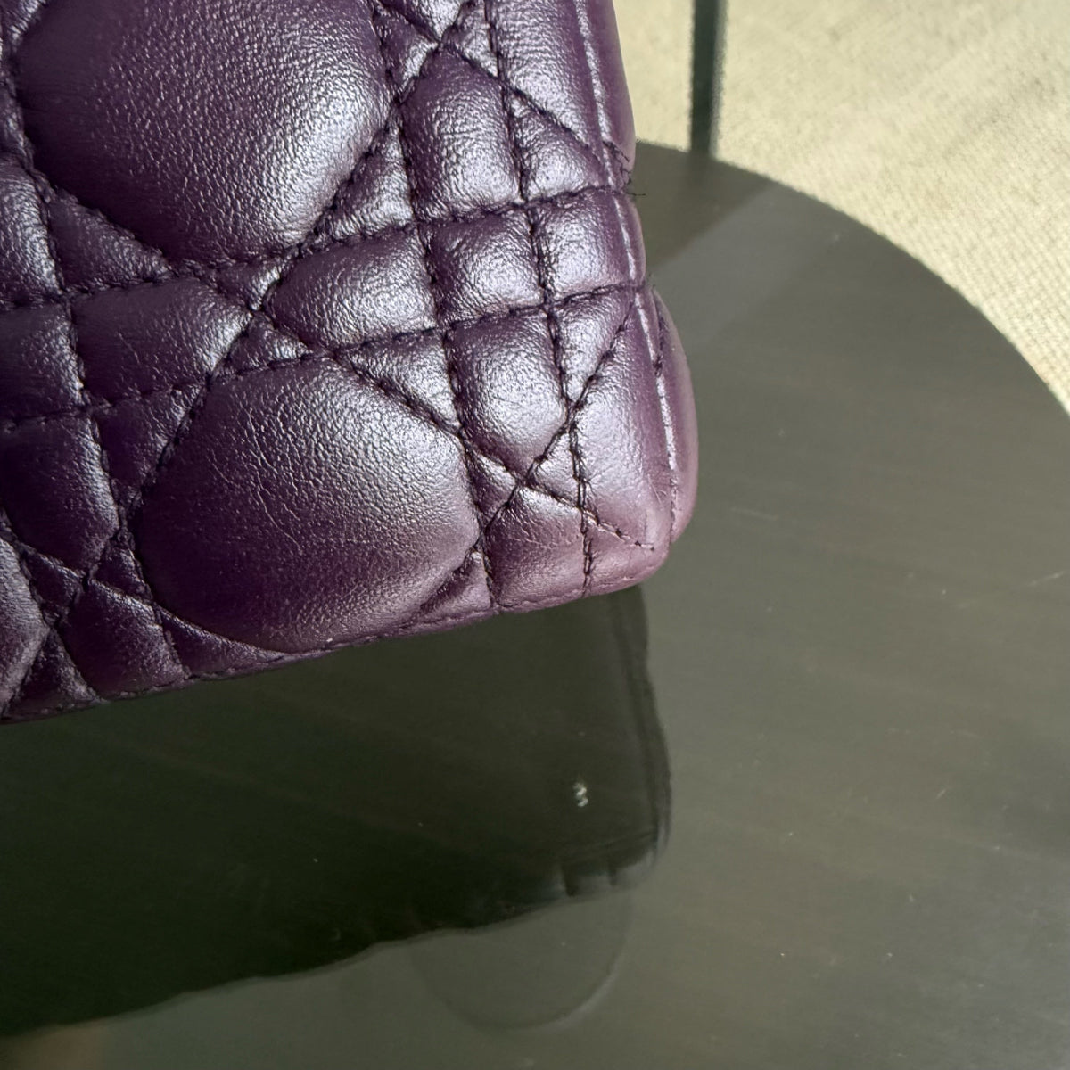 Dior Lady Medium - Cannage Lambskin Dark Maroon Silver Hardware