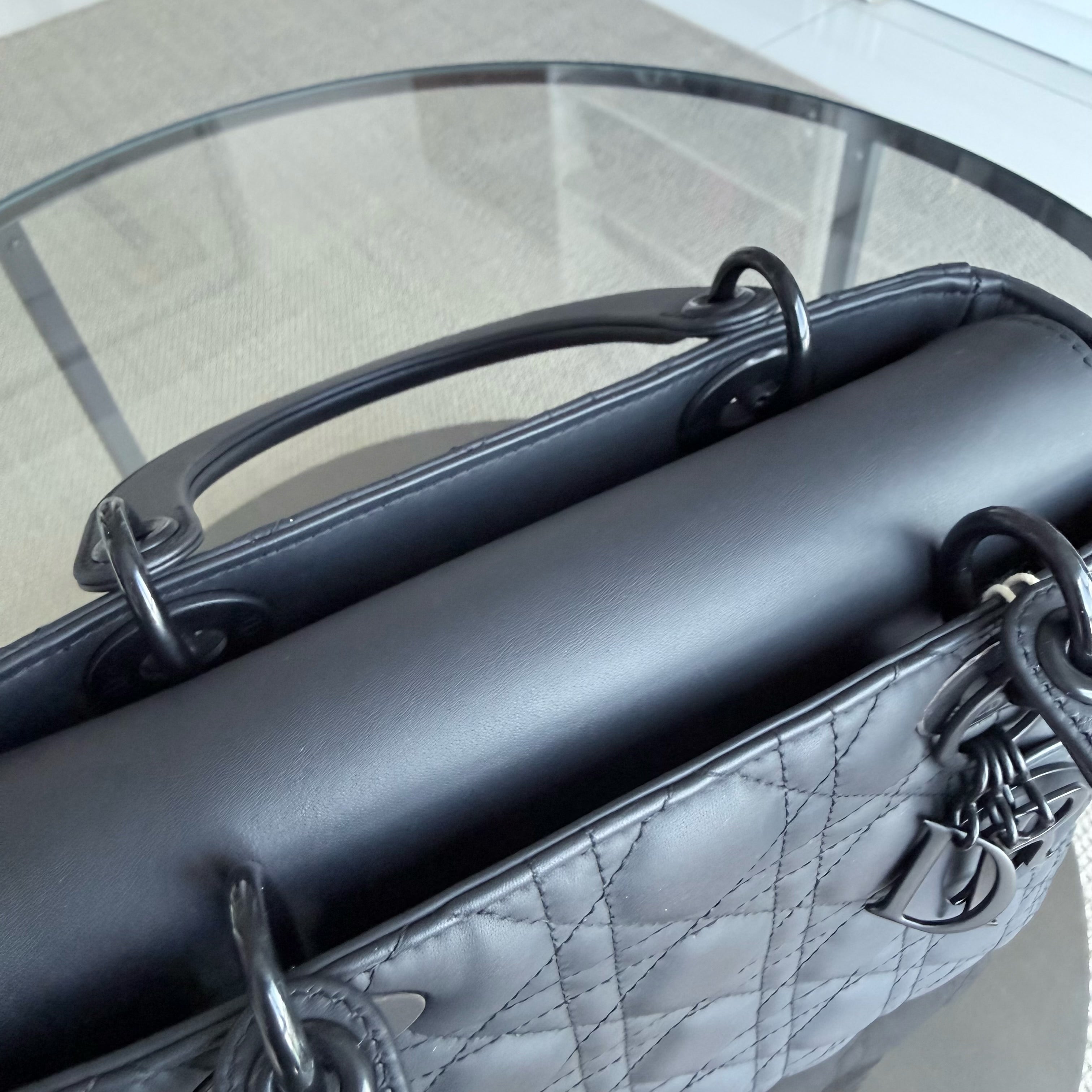 *Flap Open* Dior Lady Medium - Calfskin So Black Black Hardware NO STRAP