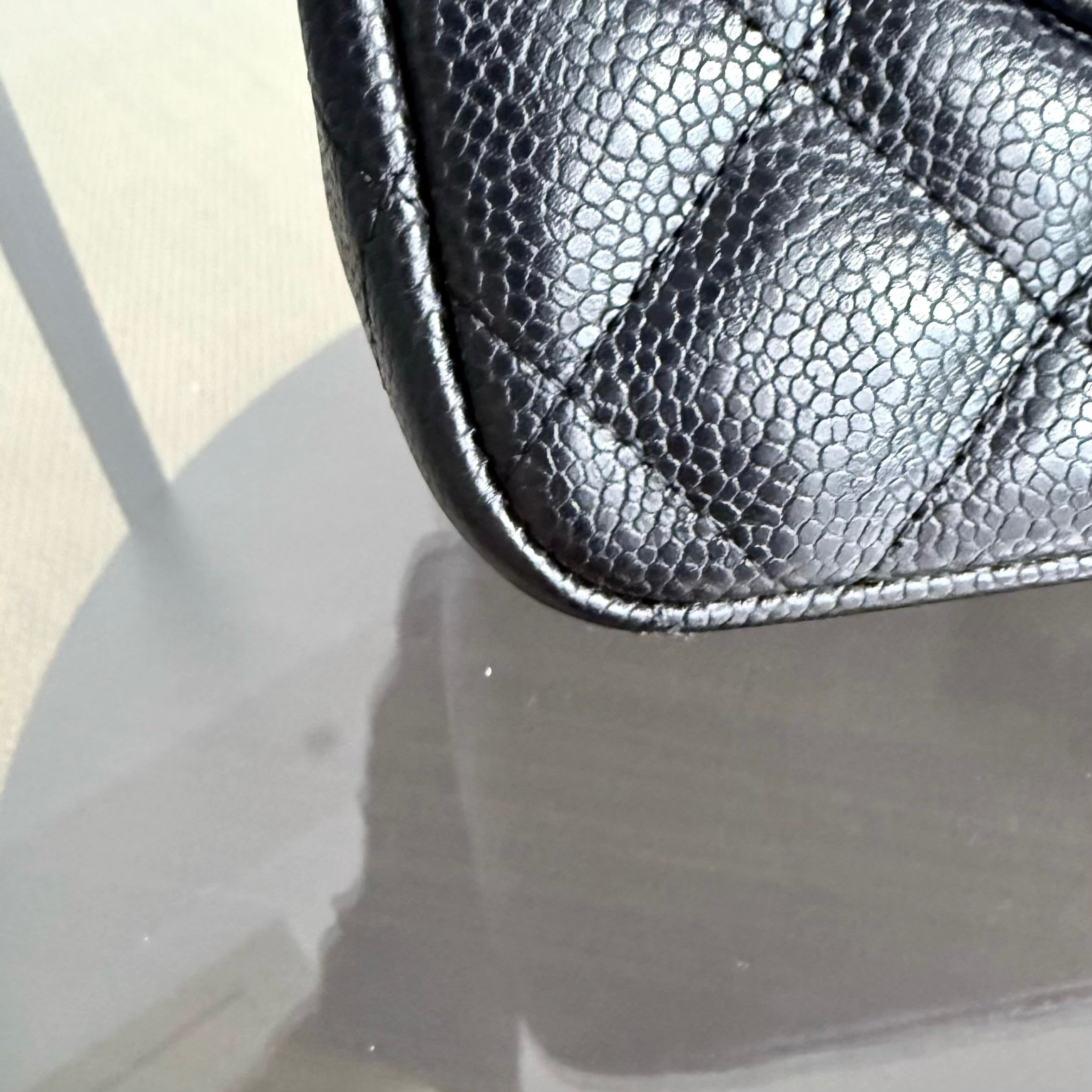 Chanel Classic Flap Jumbo - Caviar 30CM Single Flap Quilted Black Gold Hardware Series 13