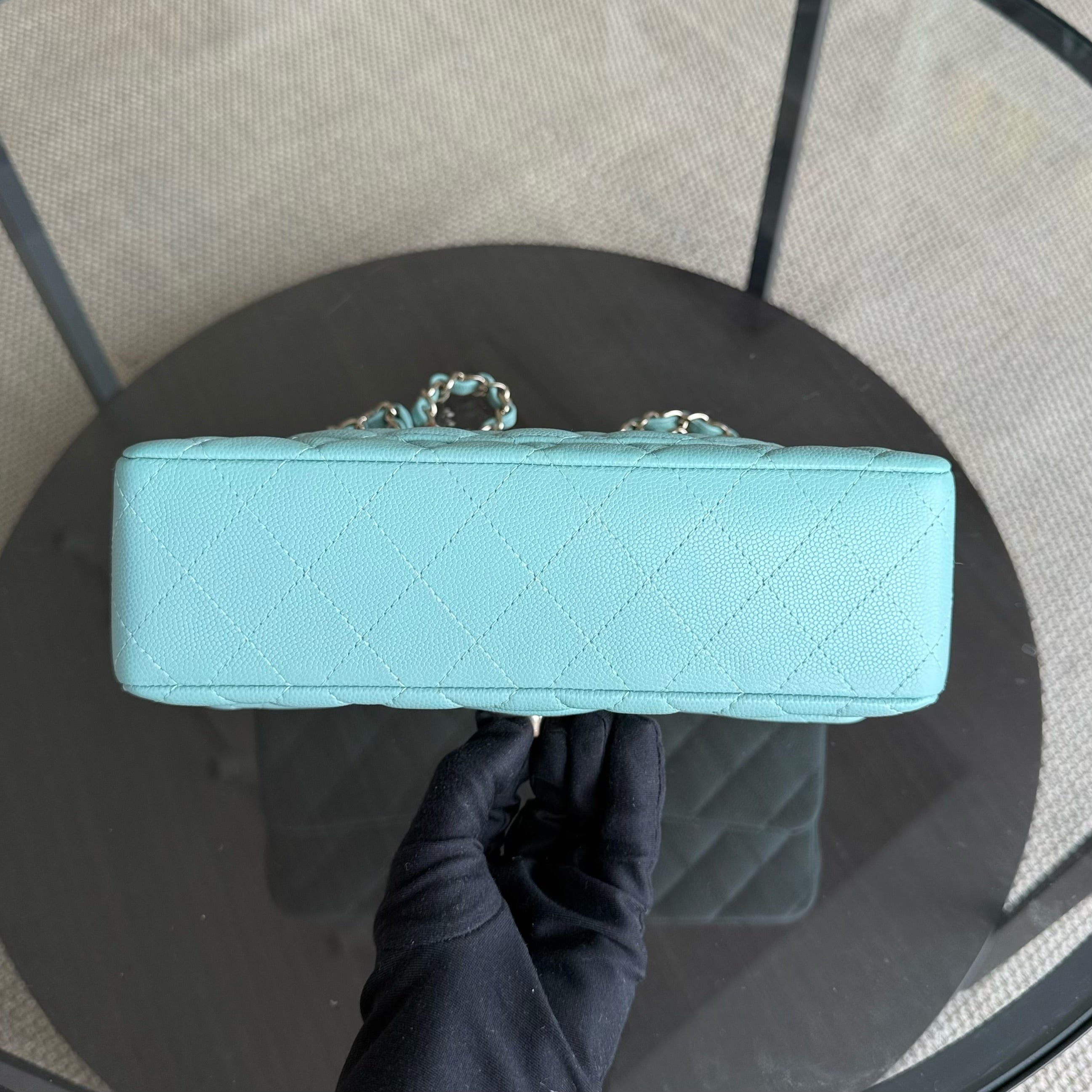 Chanel Classic Flap Small - Caviar 23CM Quilted Mint Green Blue Gold Hardware Series 29