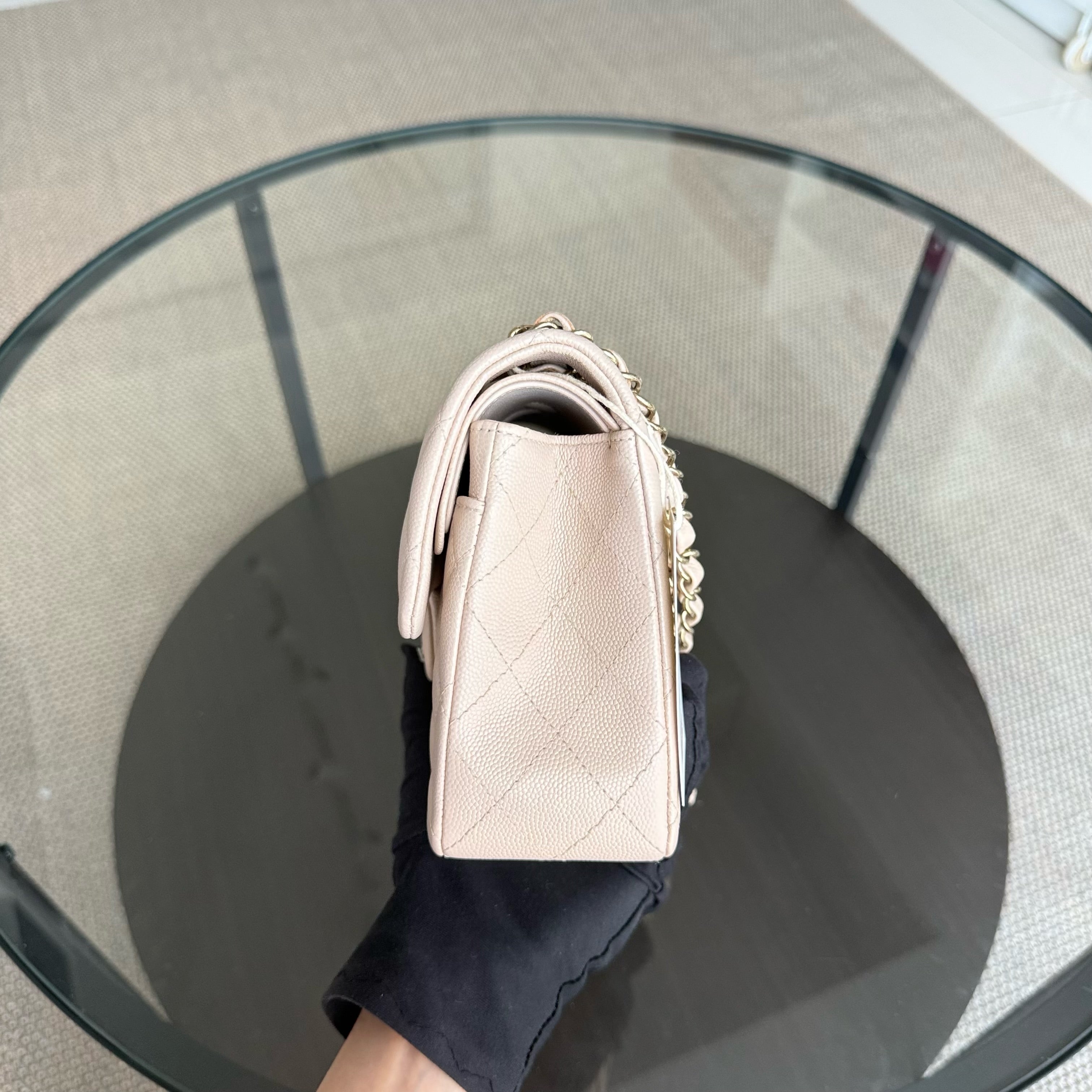 Chanel Classic Flap Small - Caviar 23CM Quilted Light Beige Gold Hardware Microchip