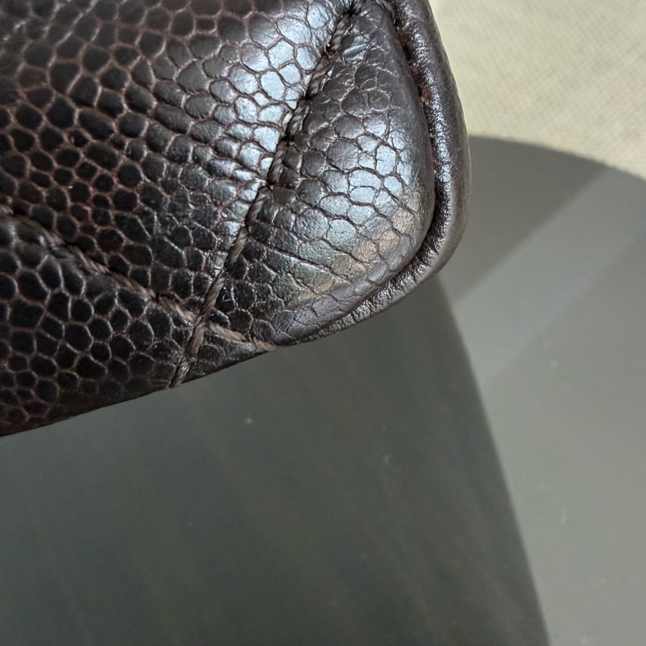 Chanel GST Grand Shopping Tote - Dark Maroon Caviar Quilted Silver Hardware Series 11