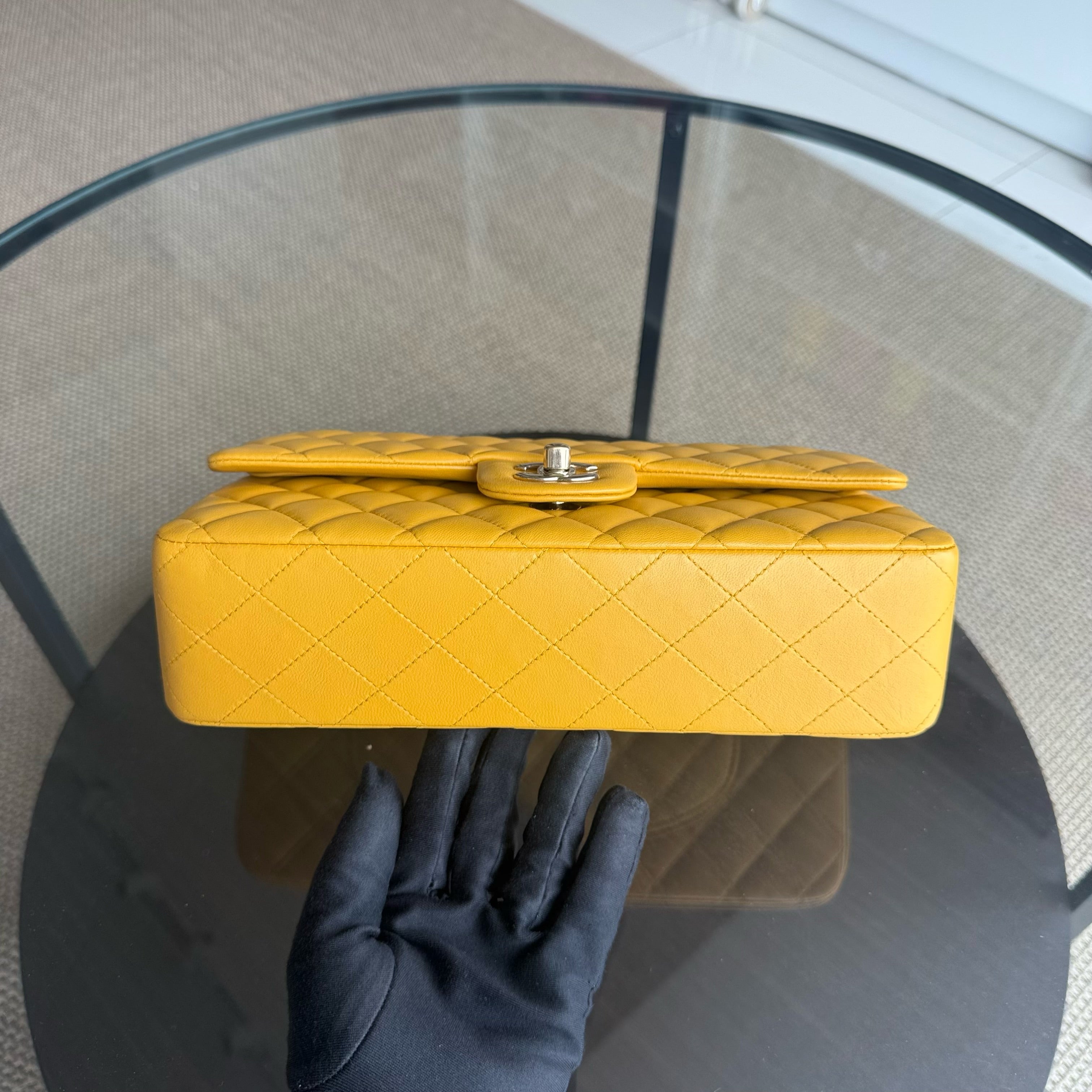 Chanel Classic Flap Medium - 25CM Quilted Lambskin Yellow Gold Hardware Series 22