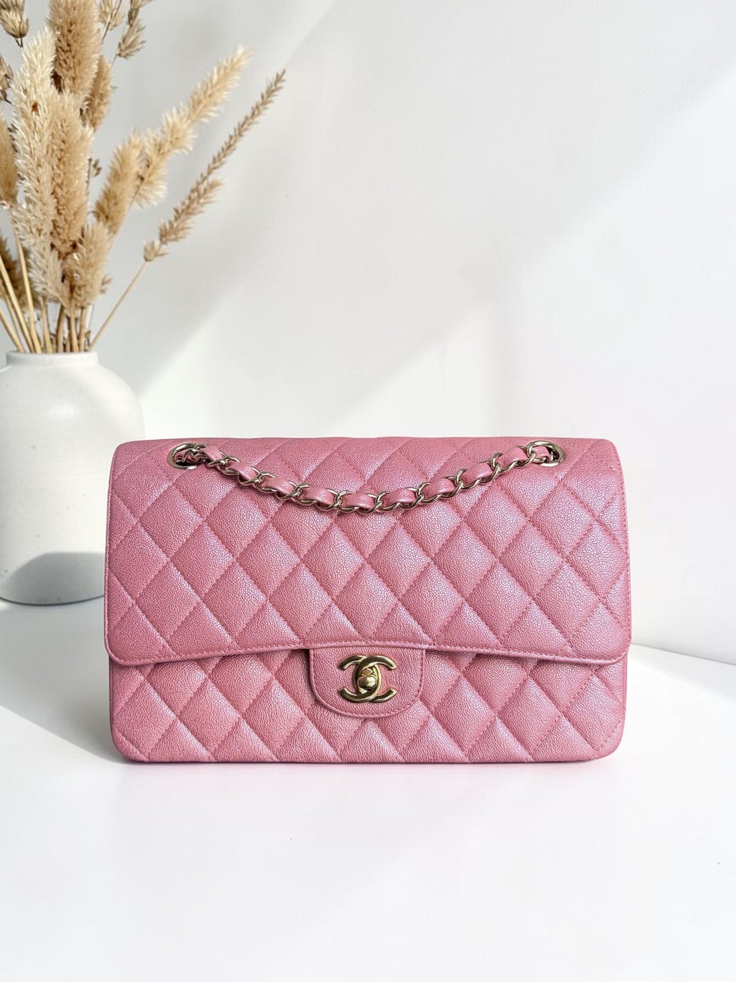 Chanel Classic Flap Medium - 25CM Quilted Caviar Light Pink Gold Hardware Series 27