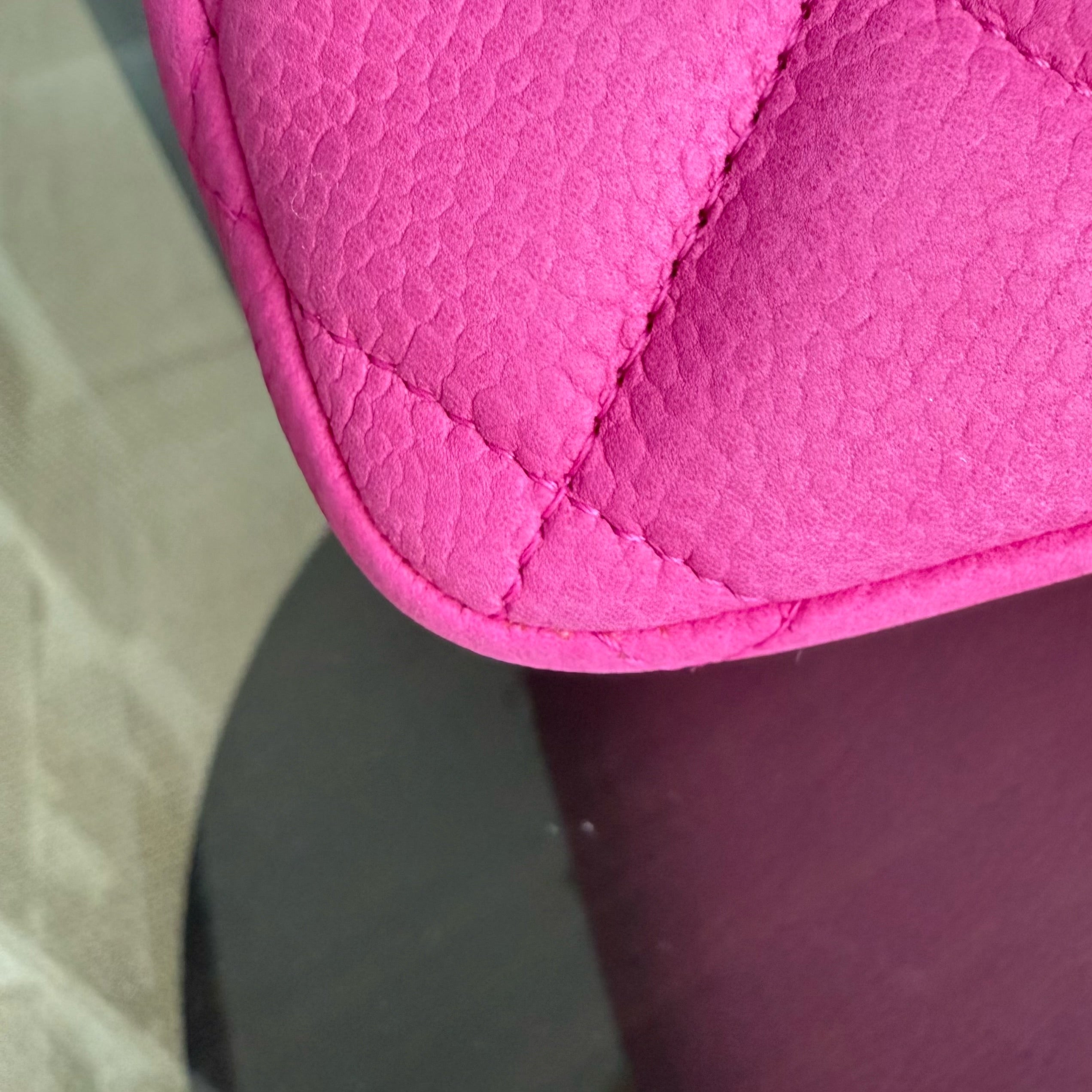 Chanel Classic Flap Jumbo - Caviar 30CM Double Flap Quilted Pink Grained Calfskin Silver Hardware Series 18